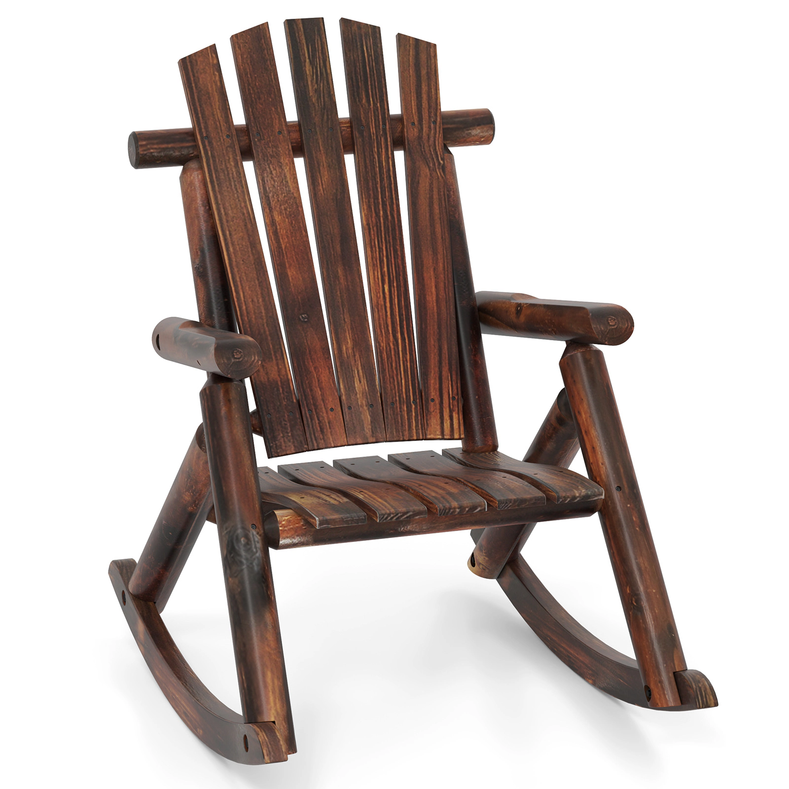 SUGIFT Outdoor Adirondack Rocking Chair for Adults 330-lb Capacity Brown/Natural