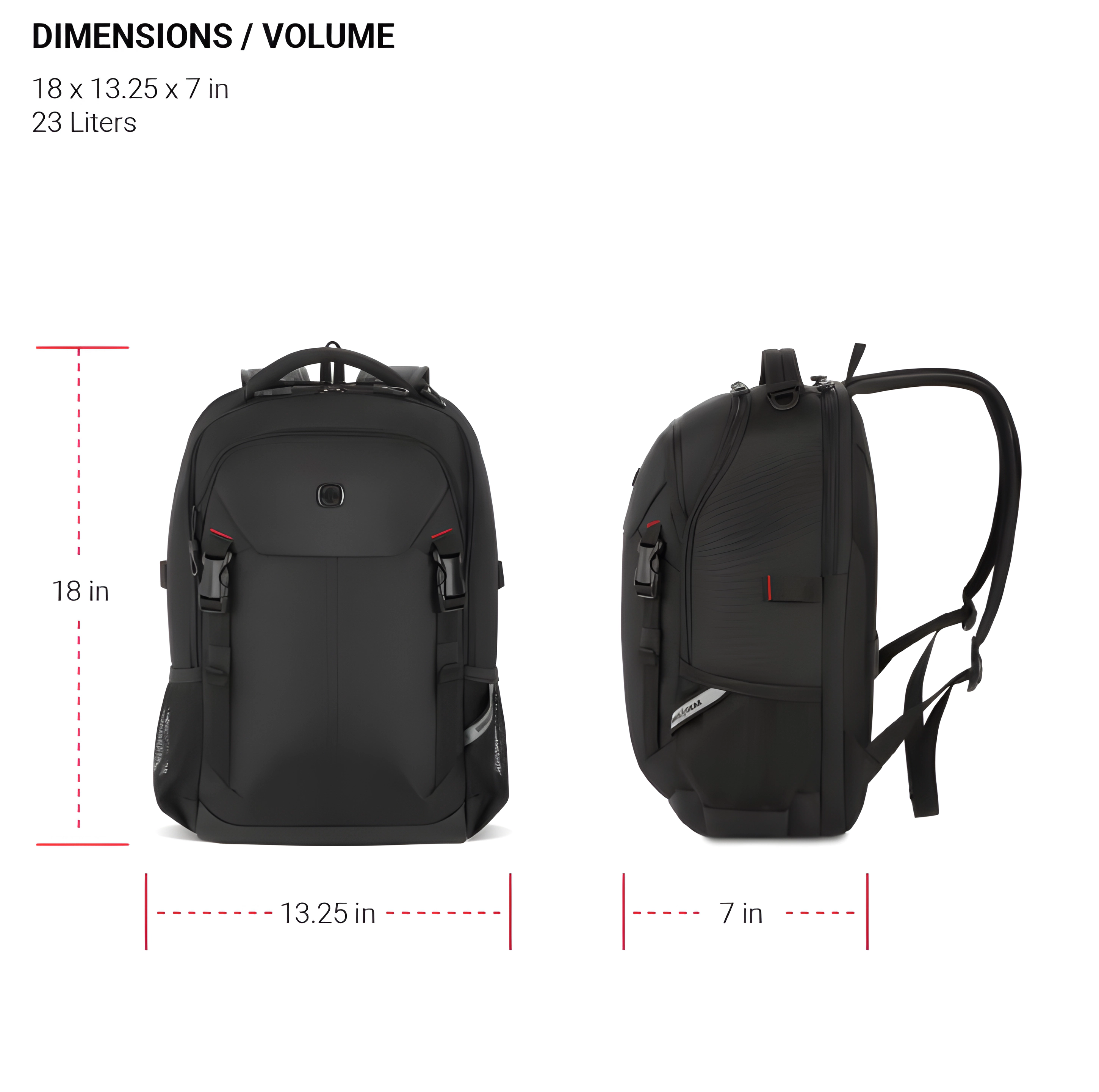 SwissGear Civic Pro Laptop Backpack, Black, 18"x13.25"x7"