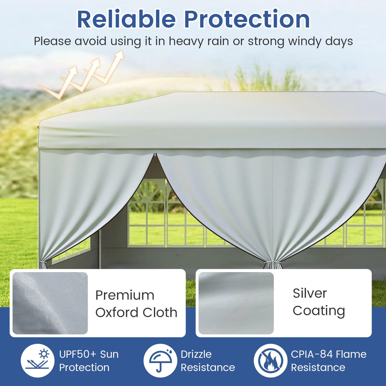 LJG 10 x 20 Feet Pop up Canopy Tent Instant Setup with 6 Sidewalls