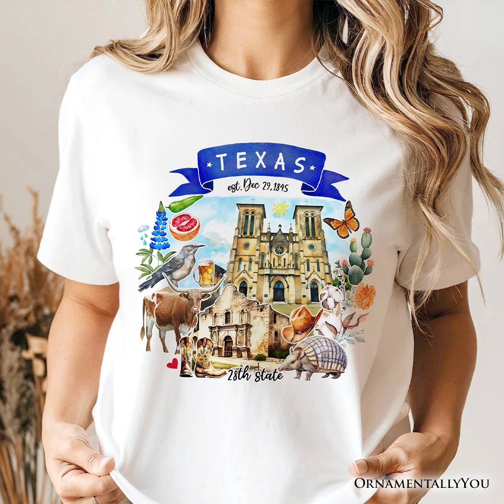 OrnamentallyYou Unisex Artistic Texas State Themes And Landmarks T-Shirt