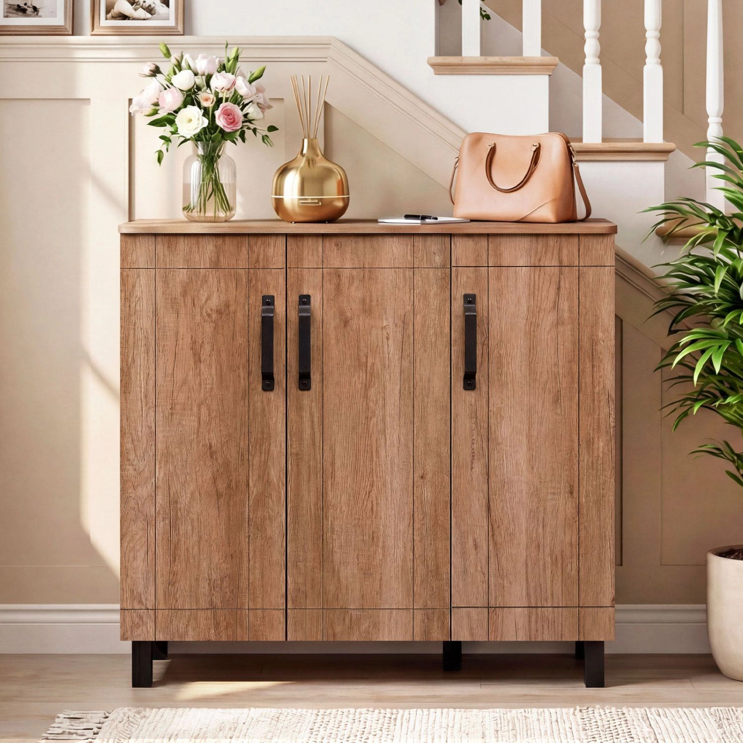 SlickBlue Modern Shoe Storage Cabinet with Doors and Adjustable Shelves