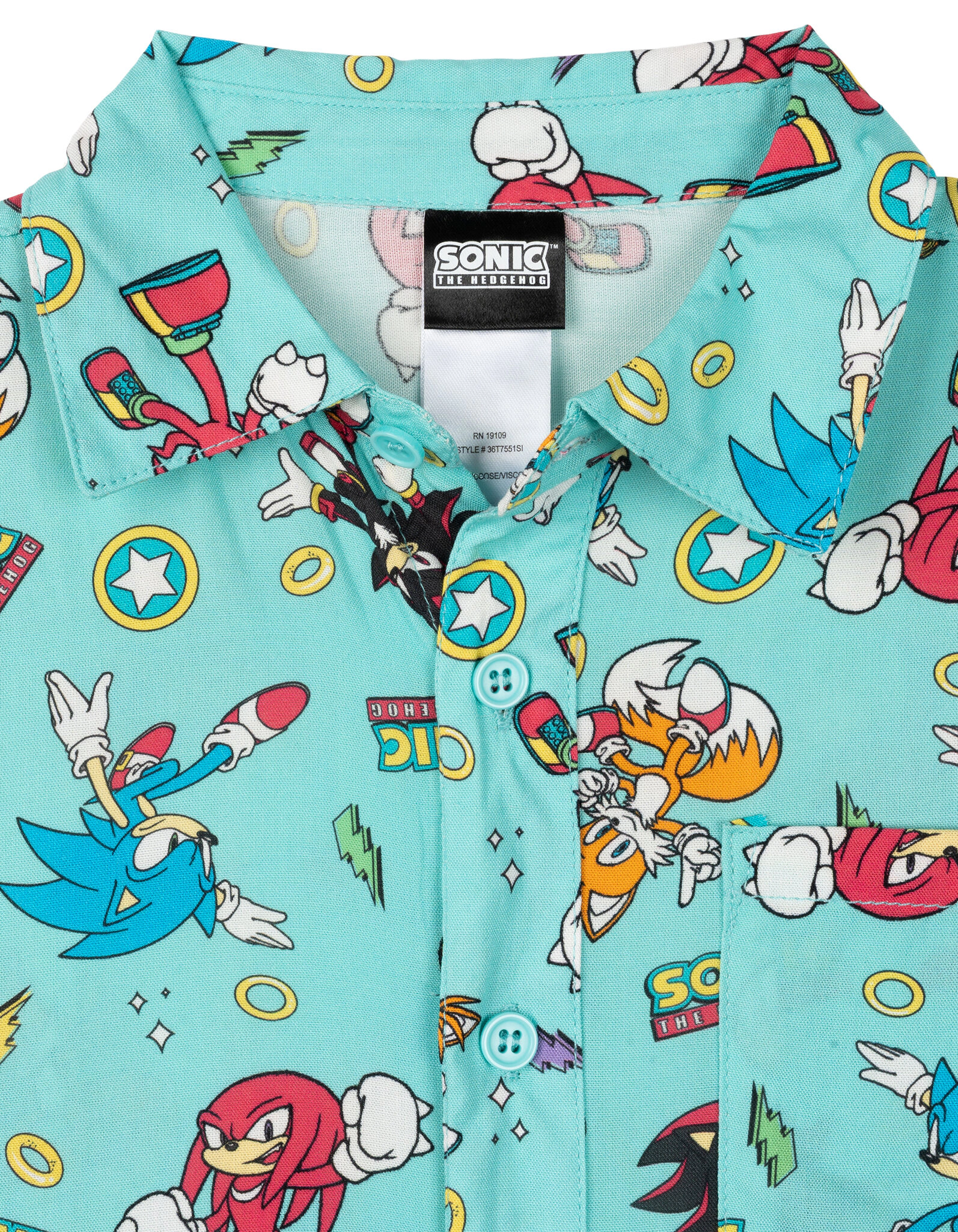 SEGA Sonic the Hedgehog Boys' Short Sleeve Button-Down Shirt