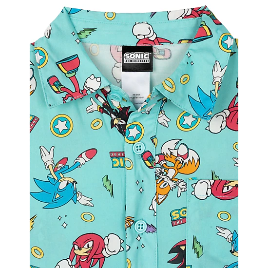 SEGA Sonic the Hedgehog Boys' Short Sleeve Button-Down Shirt