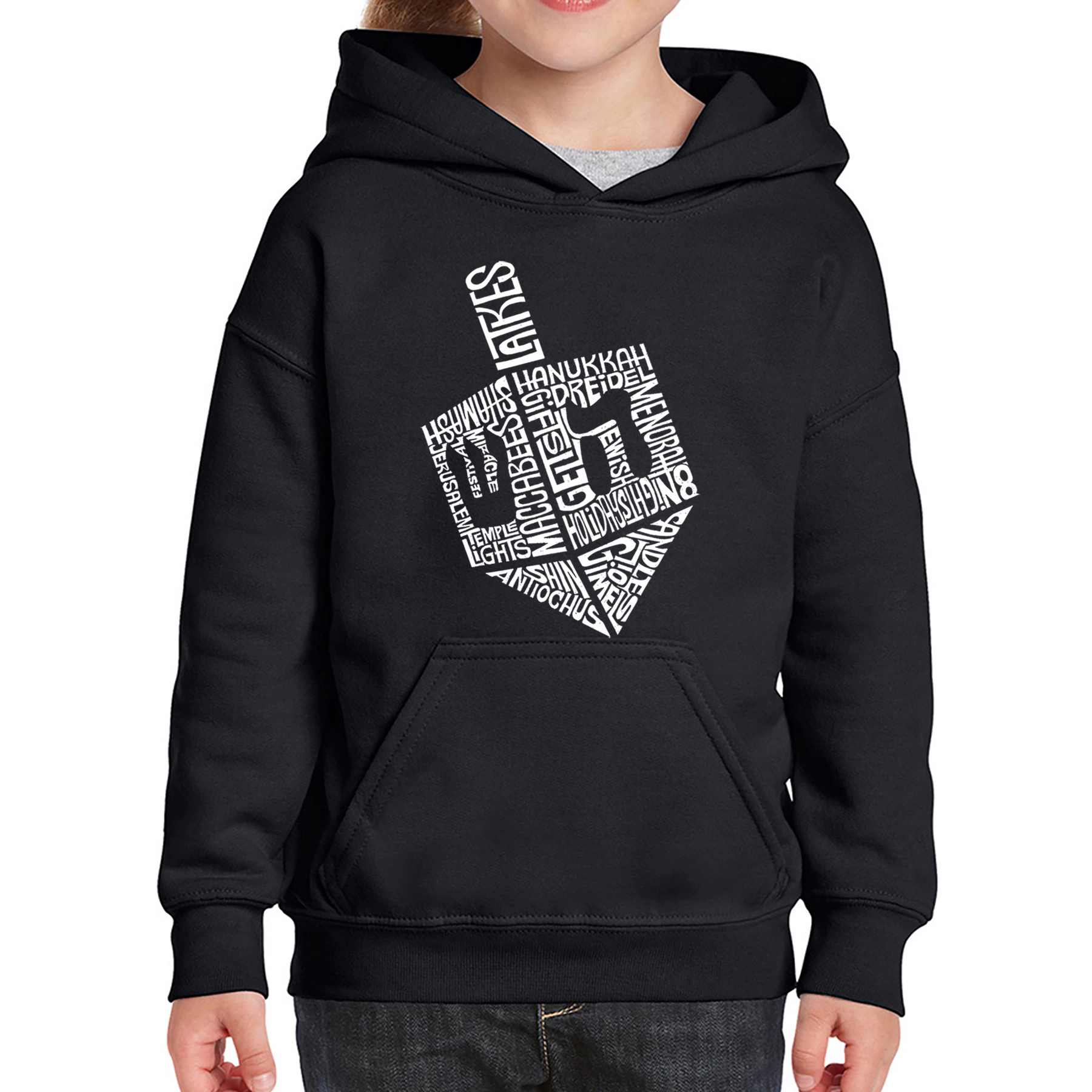 LA Pop Art Girls Word Hoodie - Hanukkah Dreidel