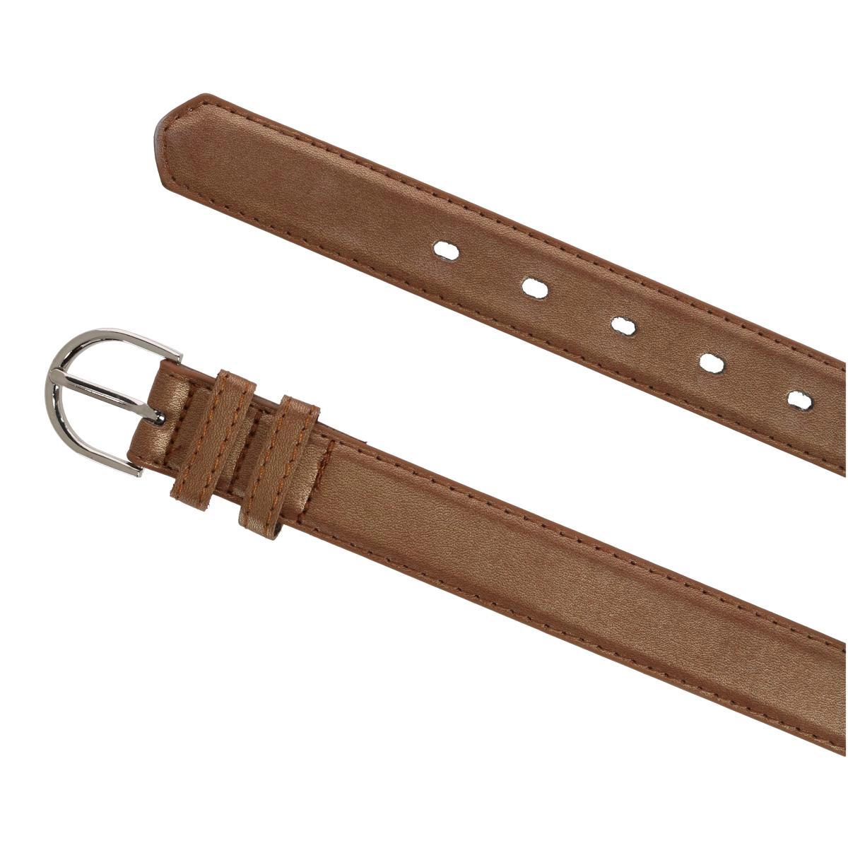 CTM Women's Metallic Leather Dress Belt 1 1/8 Inch