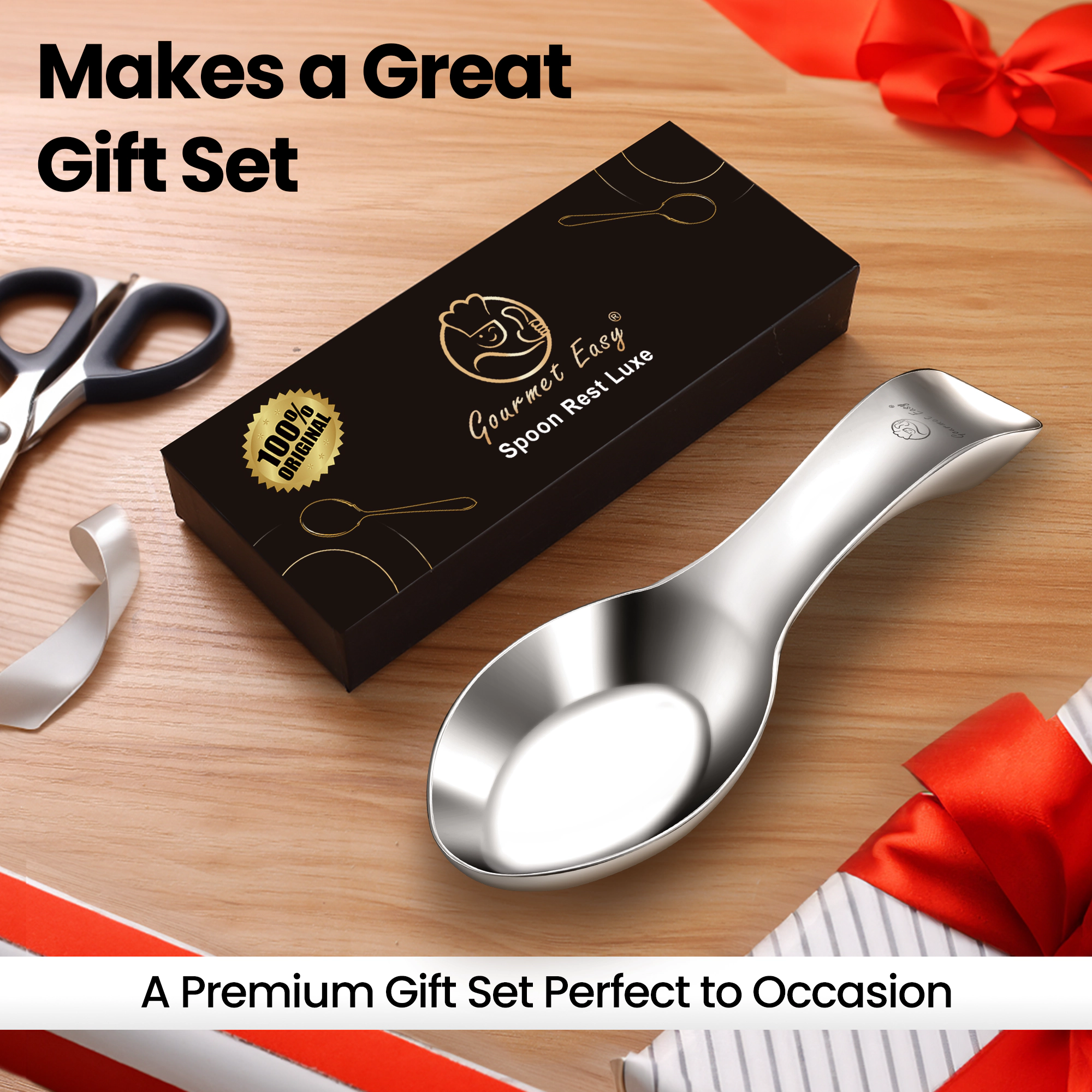Gourmet Easy Break Proof Spoon Rest, Stainless Steel Spoon Holder, Spoon Rest for Stove Top