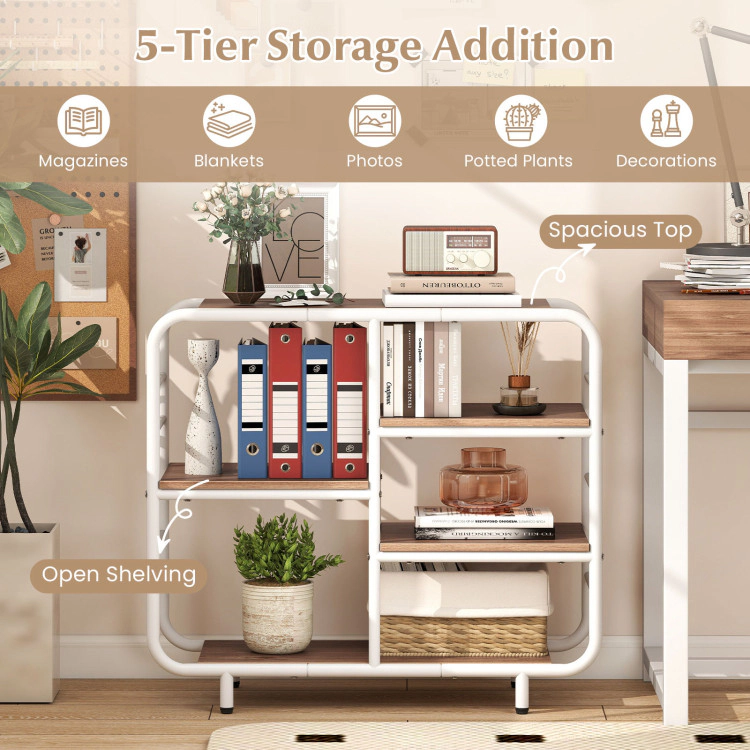 Hivvago 5-Tier Storage Organizer Open Book Shelf with Metal Frame