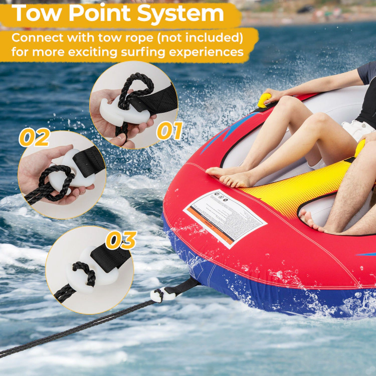 SUGIFT Teen Red Towable Boat Tube with 36-in Cockpit Seat and Bottom Drainage 69-in W 68-in D 340-lb Load Capacity