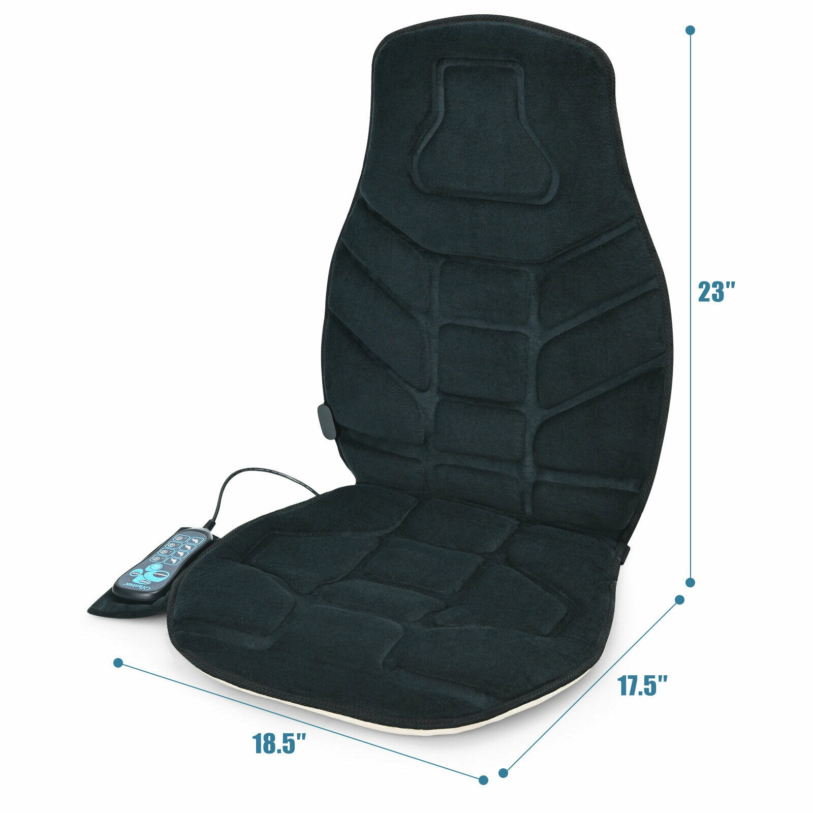 SUGIFT Heated Seat Cushion Massager with 6 Vibration Motors and 5 Modes Black