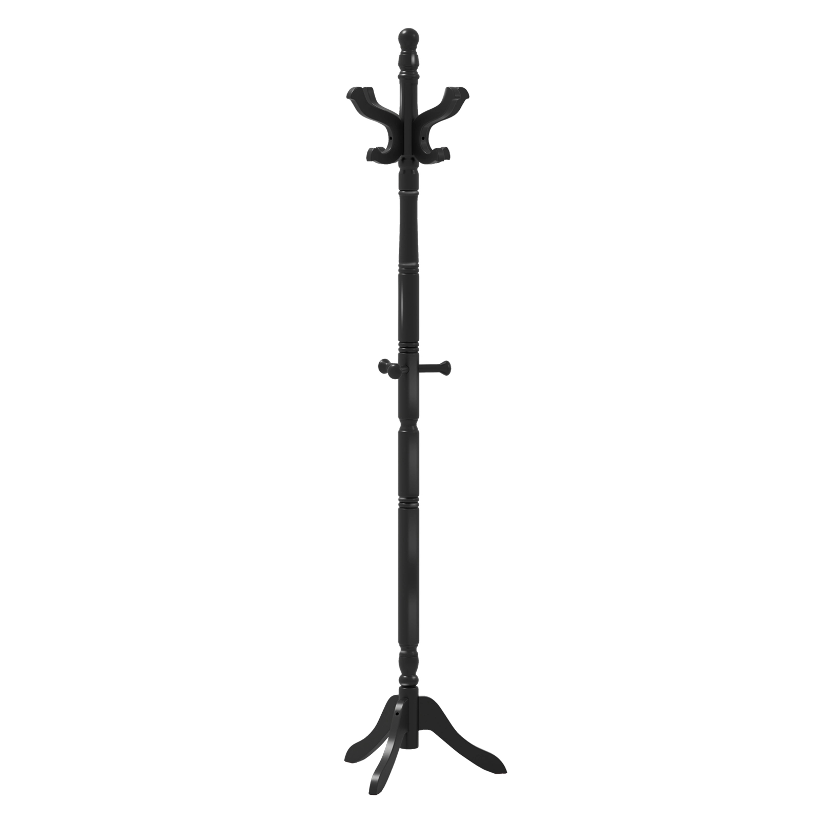 SUGIFT Solid Wood Hall Tree with 11 Hooks and 3 Height Options 72-in Tall 11-lb Capacity Per Hook Black