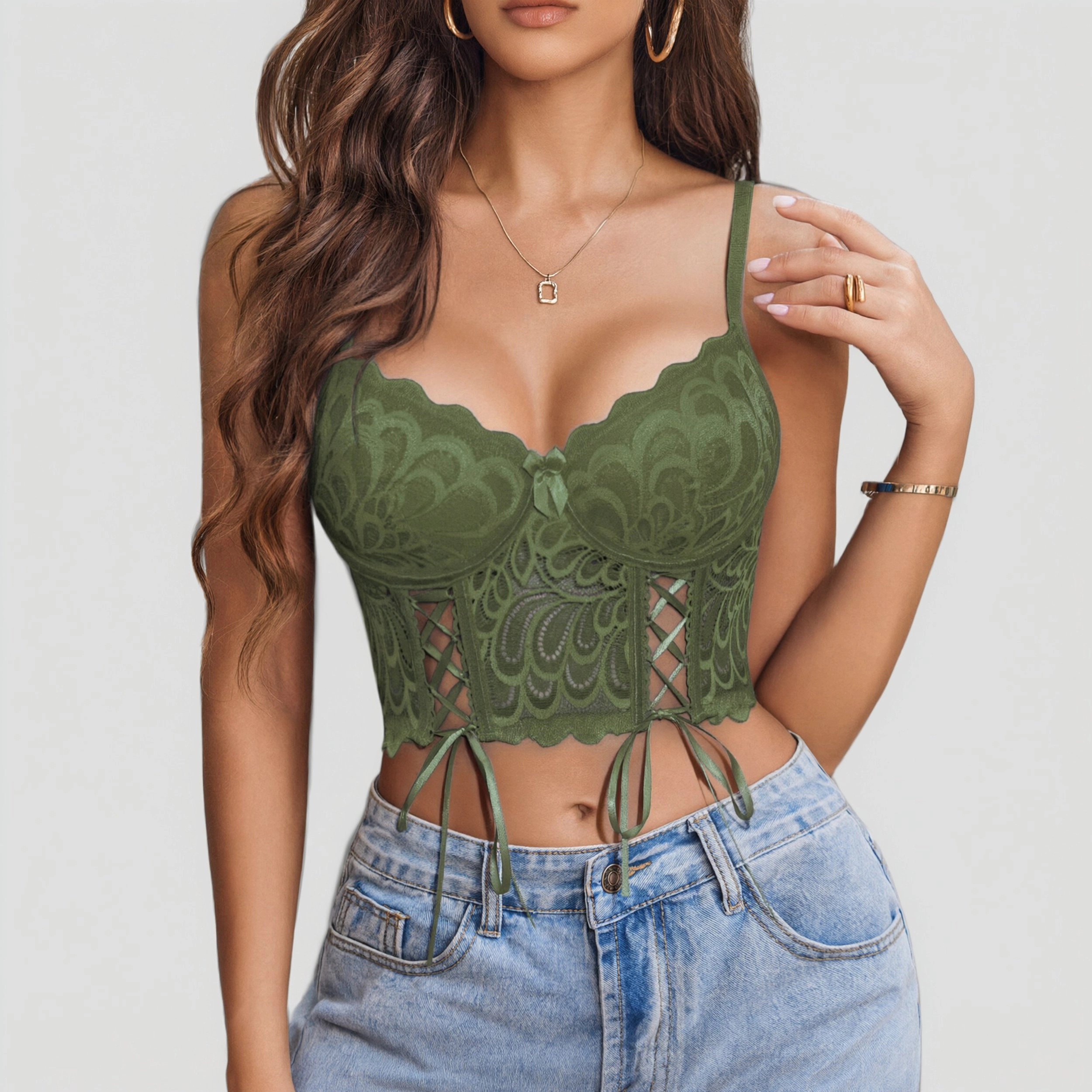 Avidlove Women's Lace Underwire Corset Bustier Crop Top