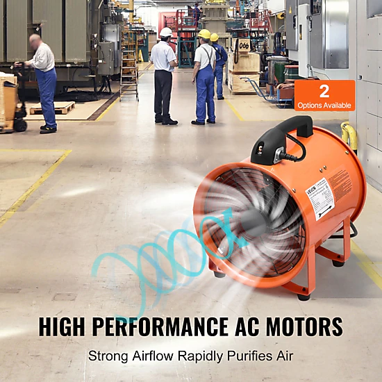 HONGGE Portable Ventilator Heavy Duty Cylinder Fan with Duct Hose Strong Shop Exhaust Blower Industrial Utility Blower