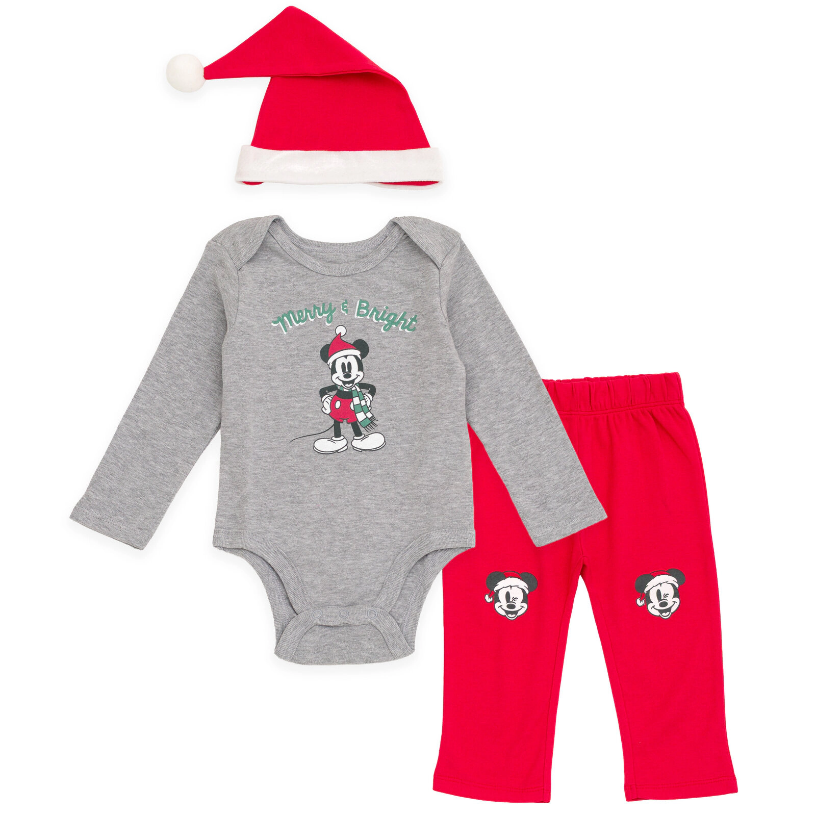 Disney Baby Boys' Holiday Bodysuit Pants and Hat Set