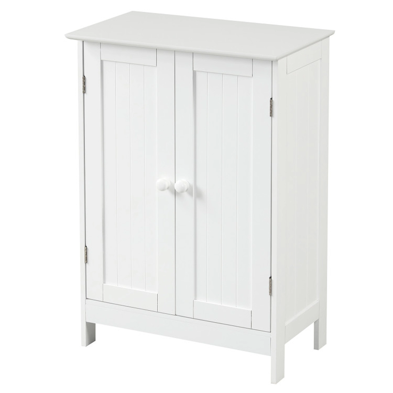 SUGIFT White 176-lb Top Capacity Double Door Bathroom Floor Storage Cabinet with 3-Level Adjustable Shelf