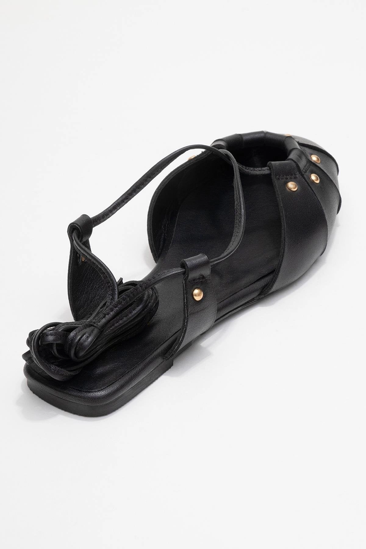 Forever & Always Womens Daria Leather Ankle Lace-Up Sandals