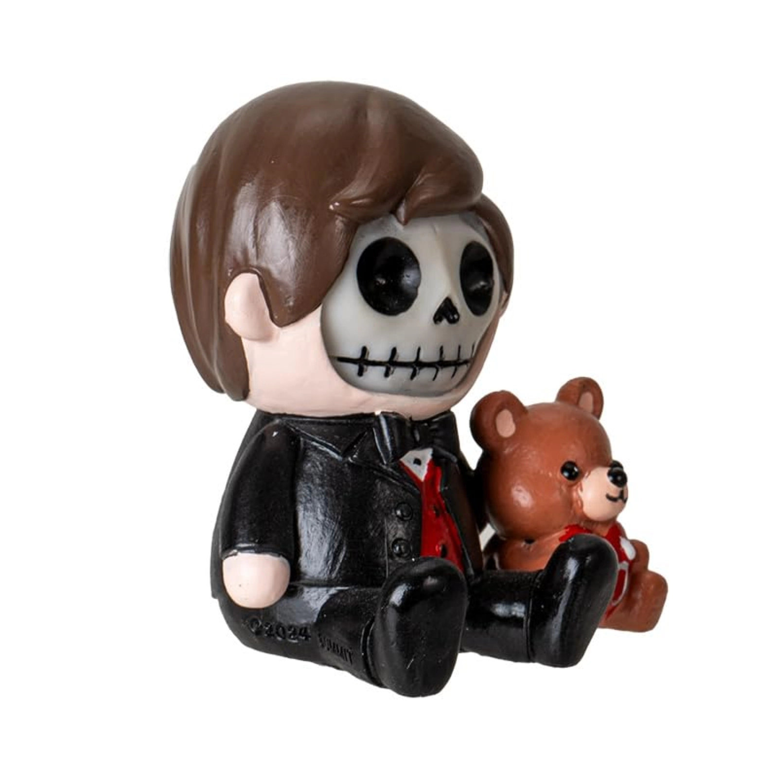 Pacific Giftware Furrybones Mr. Furrybones Figurine Skeleton in Formal Suit with Adorable Teddy Bear Friend 2.8 inch