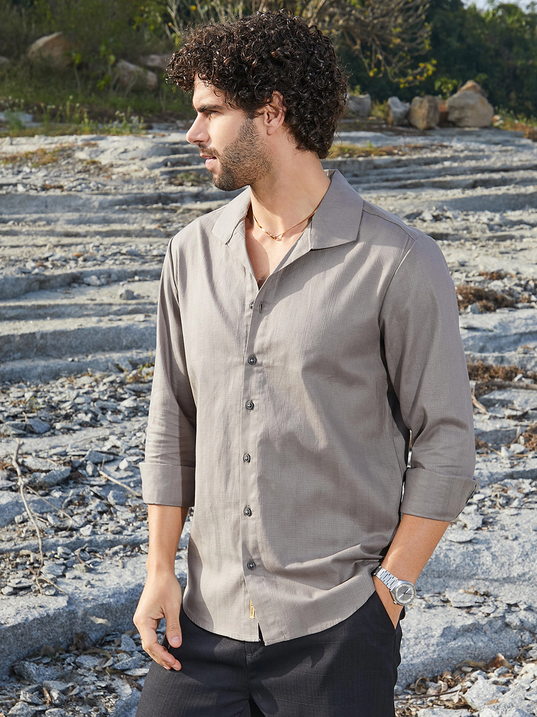 Cahoot Men's Solid Casual Shirt