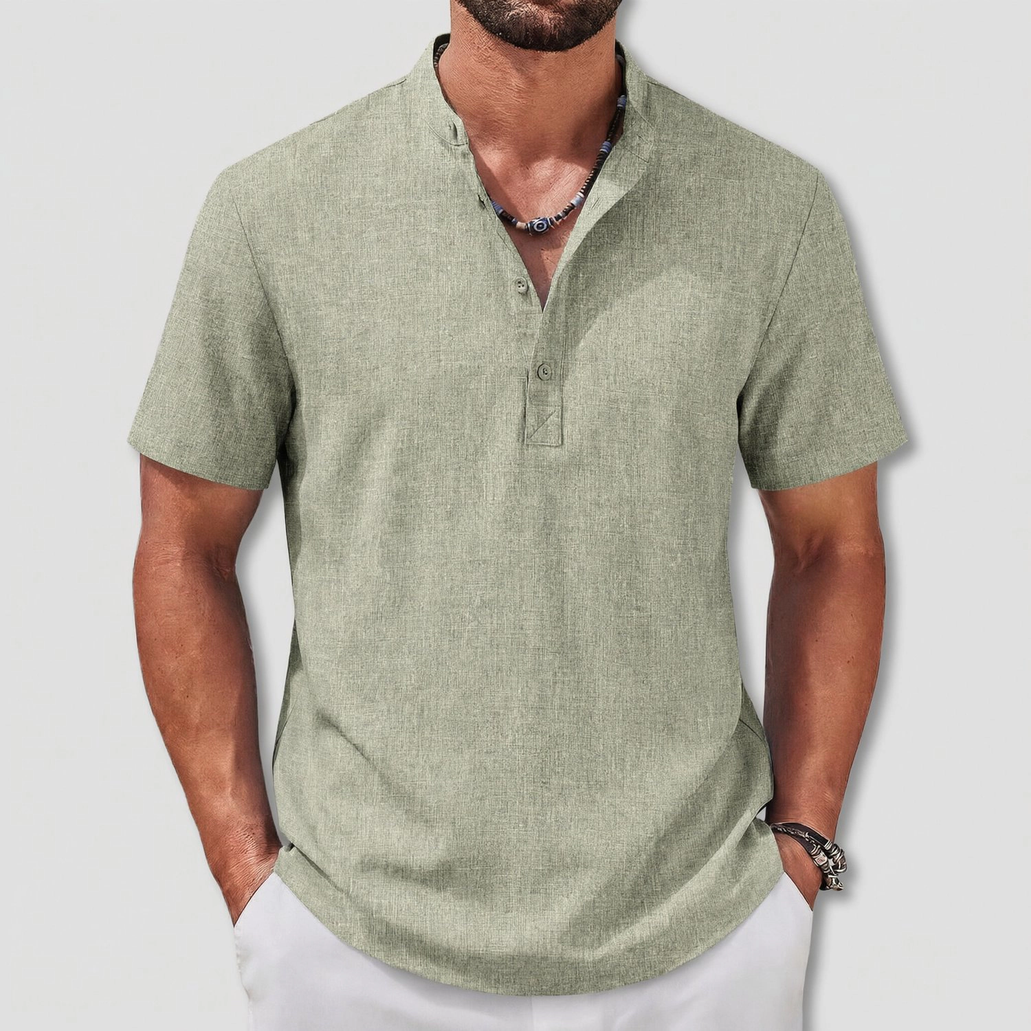 COOFANDY Mens Casual Short Sleeve Shirts  Henley V Neck Button Placket Tops