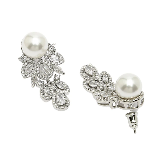 AGP PARIS Womens Diva Modern Zirconia Luxury Drop Earrings, Color
