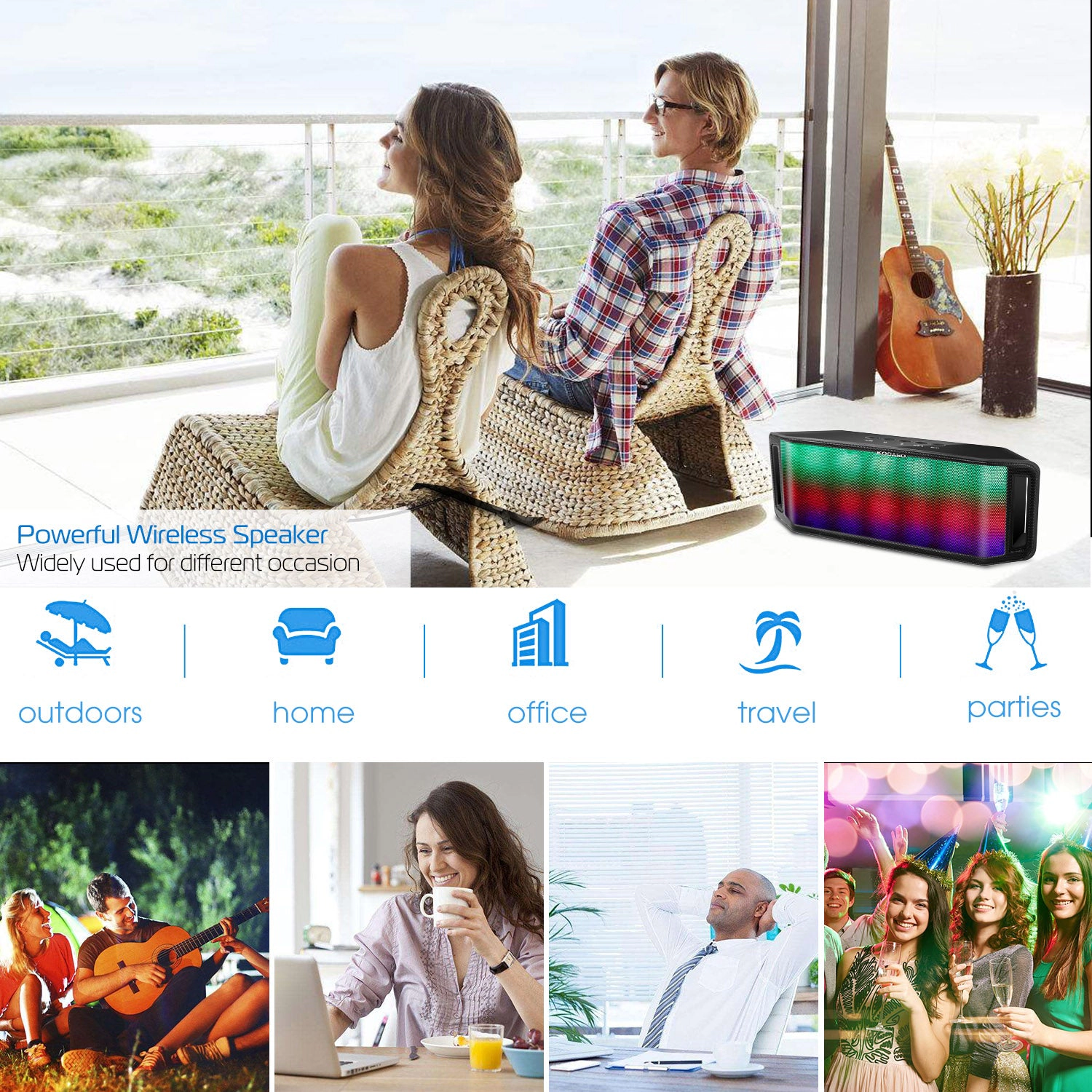 GBruno LED Wireless Speaker With FM Radio And Lights