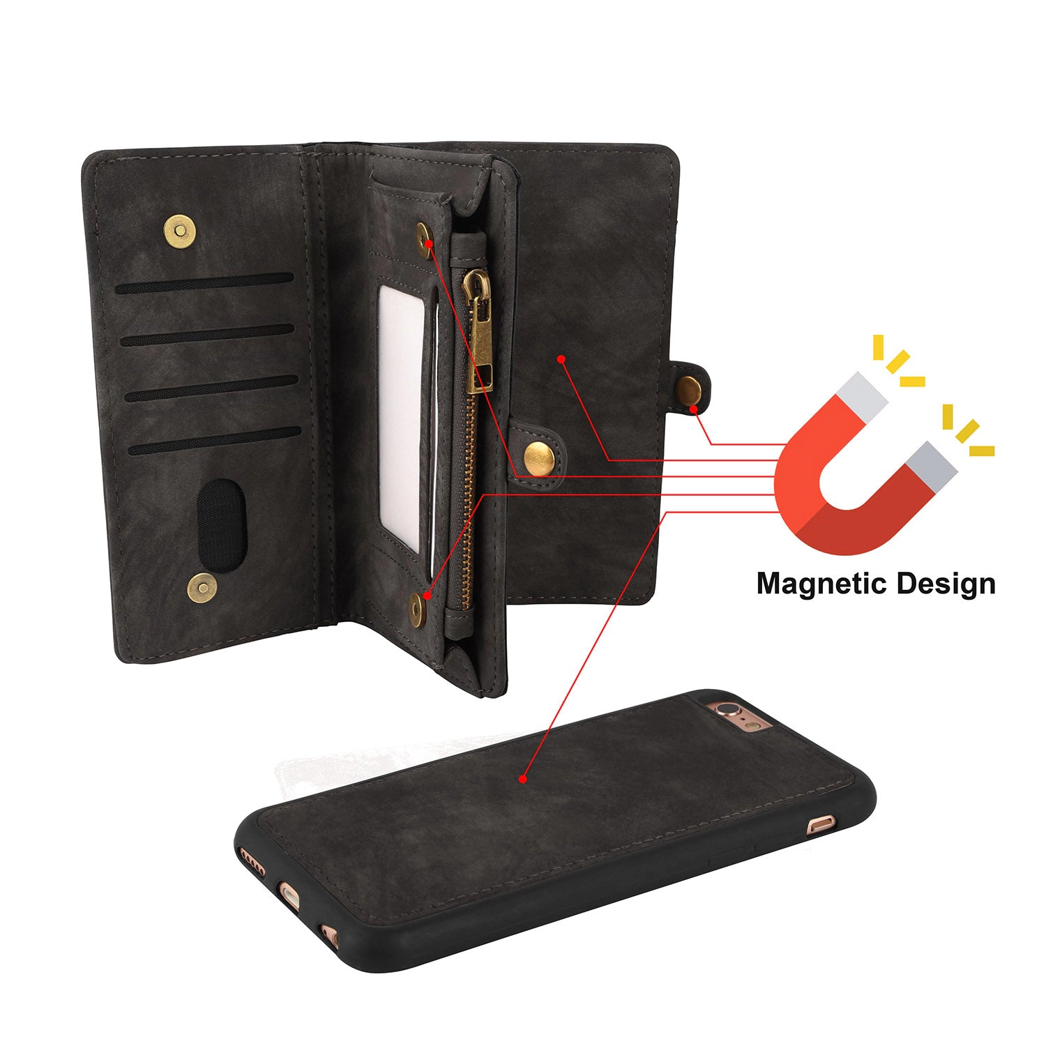 GBruno Detachable 2-in-1 Wallet Case For IPhone 6