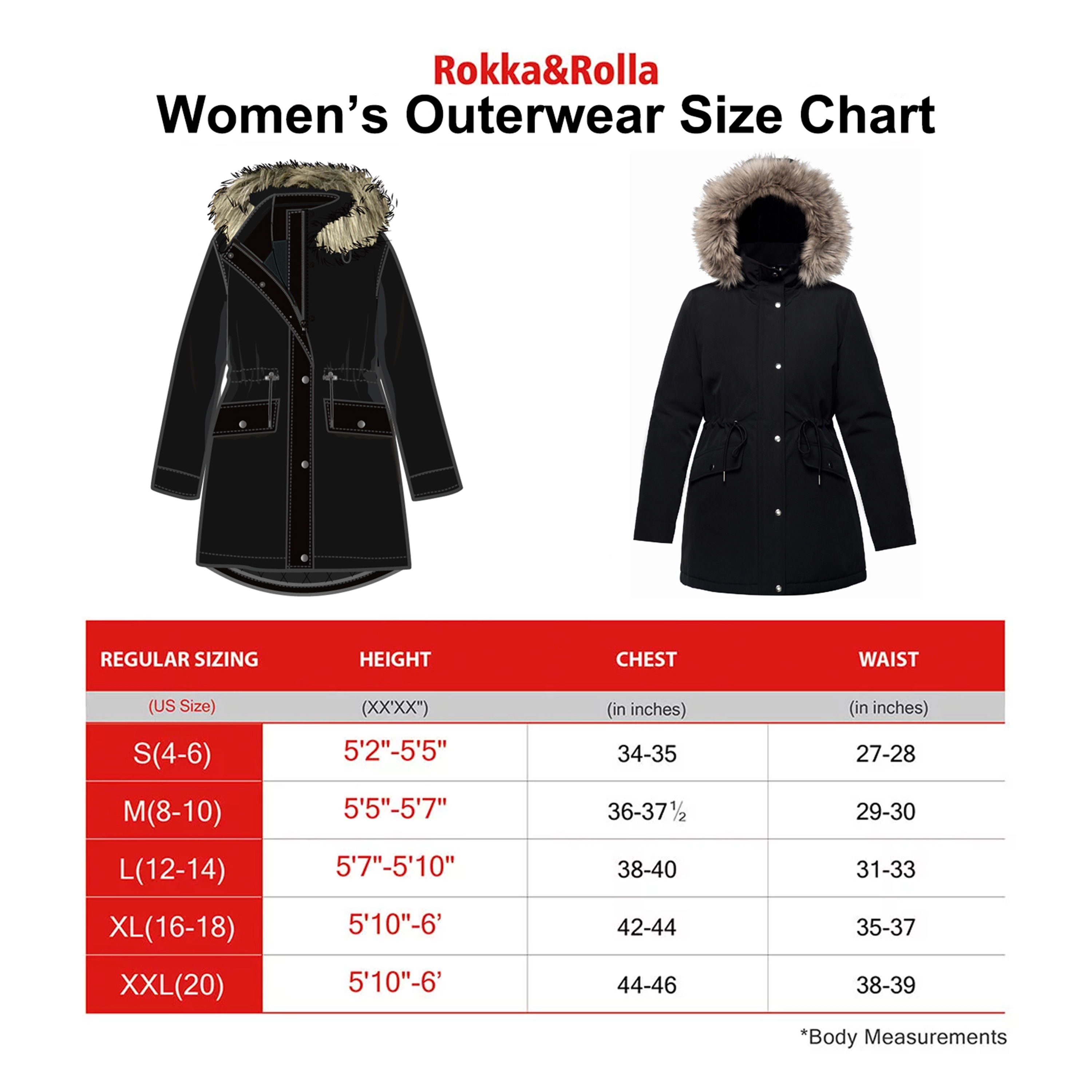 Rokka&Rolla Womens Faux-fur Lined Parka Jacket With Hood