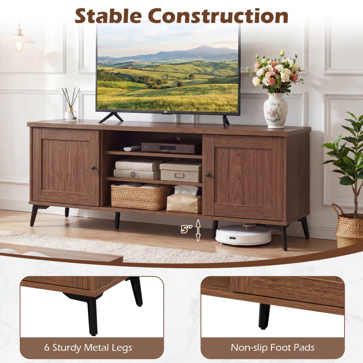 Hivvago 2-Door Tv Stand For Tvs Up To 65 Inch Mid Century Modern Entertainment Center