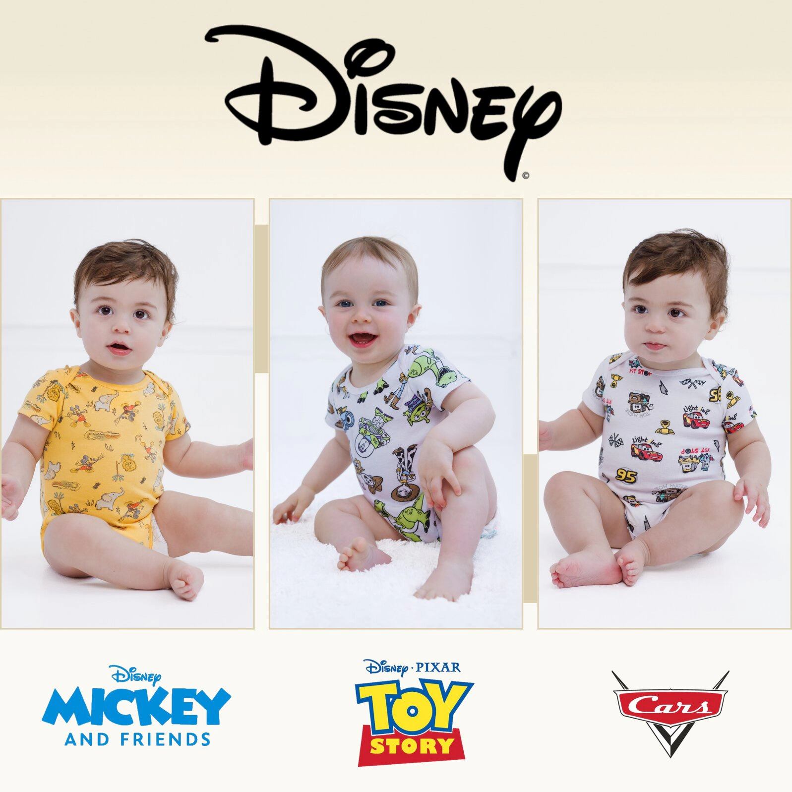 Disney Baby 3-Pack Short Sleeve Bodysuits