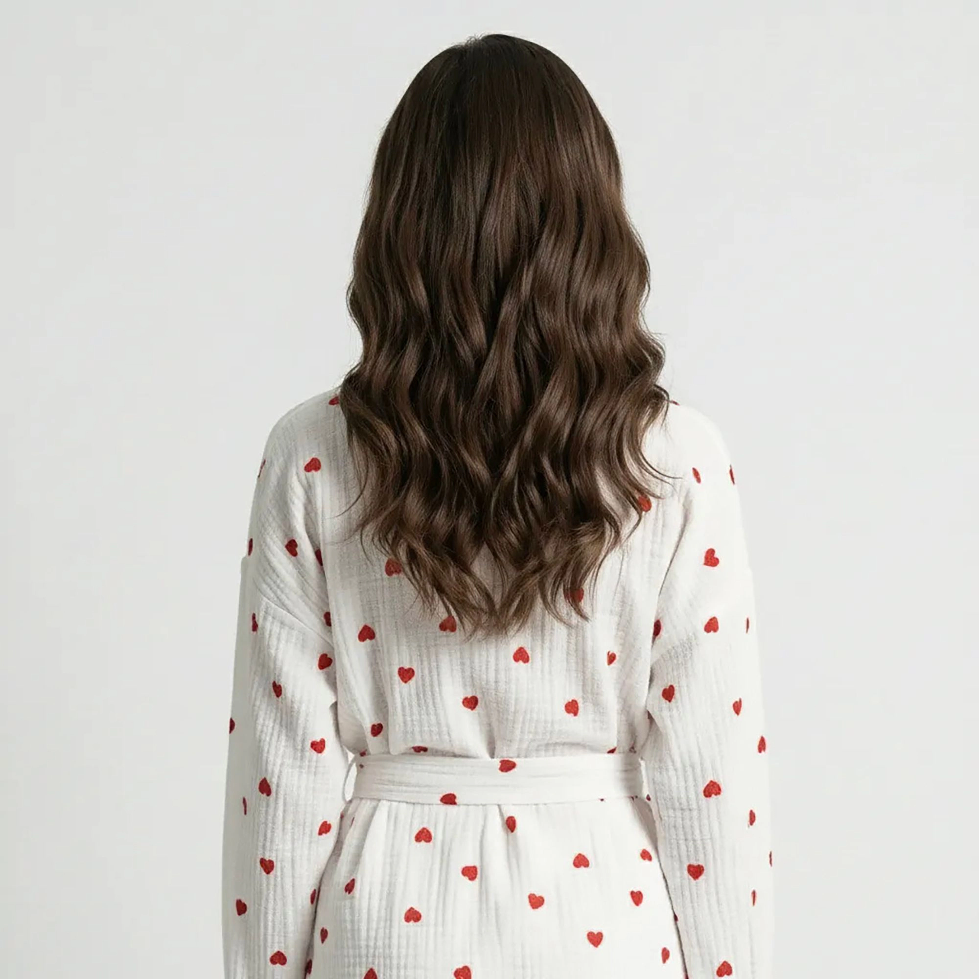 Anna-Kaci Women's Heart Print Valentine 2-Piece Pajama Set with Long Sleeve Tie-Waist Robe and Relaxed Fit Shorts