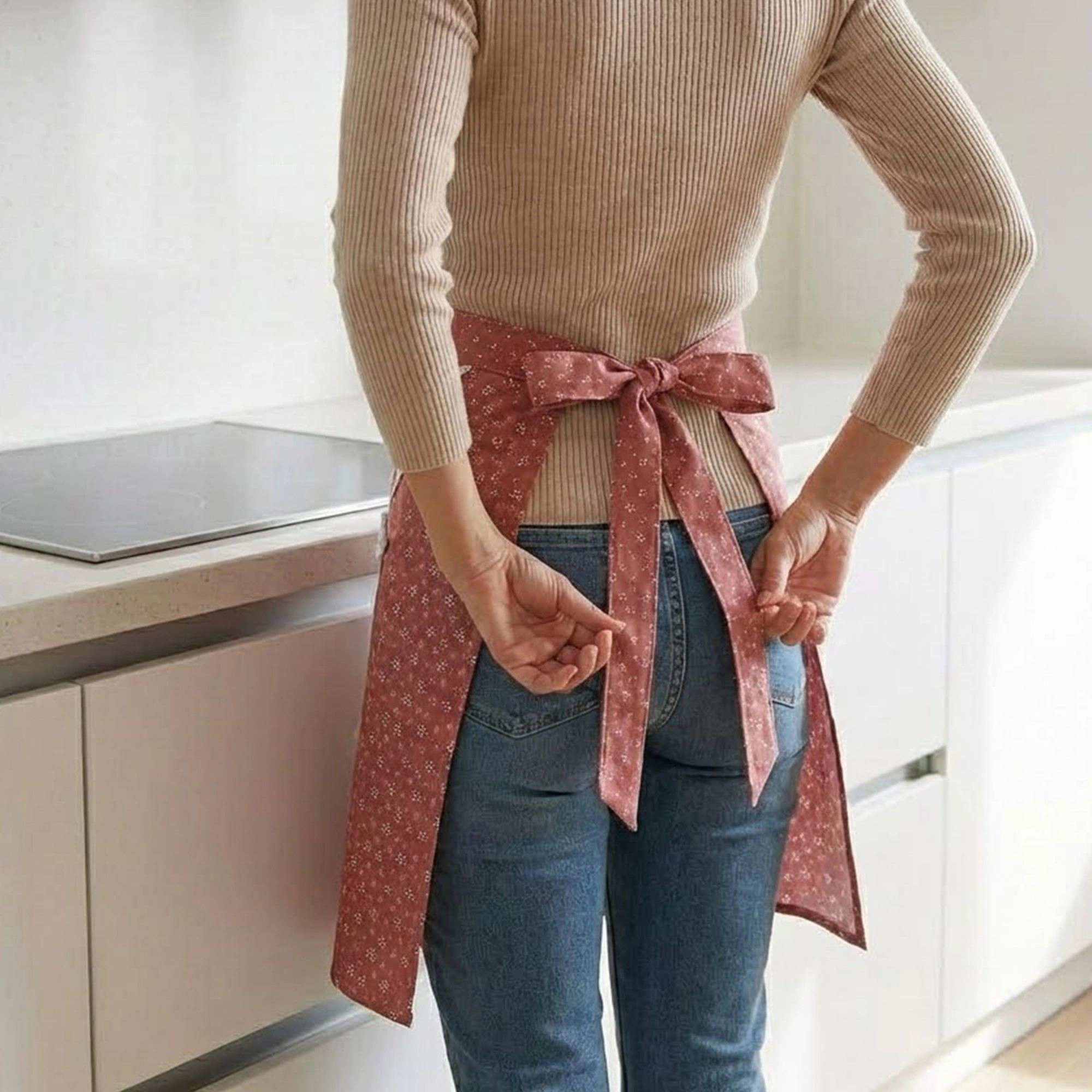 Alilang Unisex 2-Piece Printed Waist Apron Set with Pockets and Tie Closure