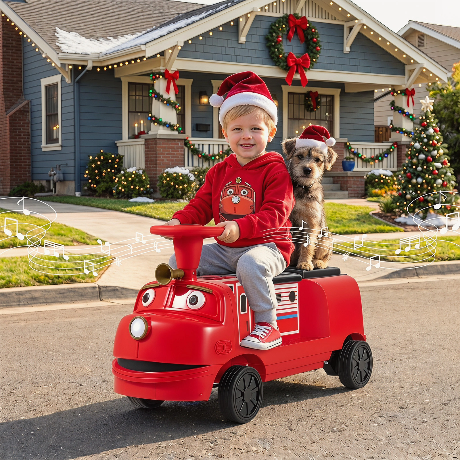 Costway 2-Seater Ride on Train,Licensed Chuggington Electric Vehicle with Adjustable Seat