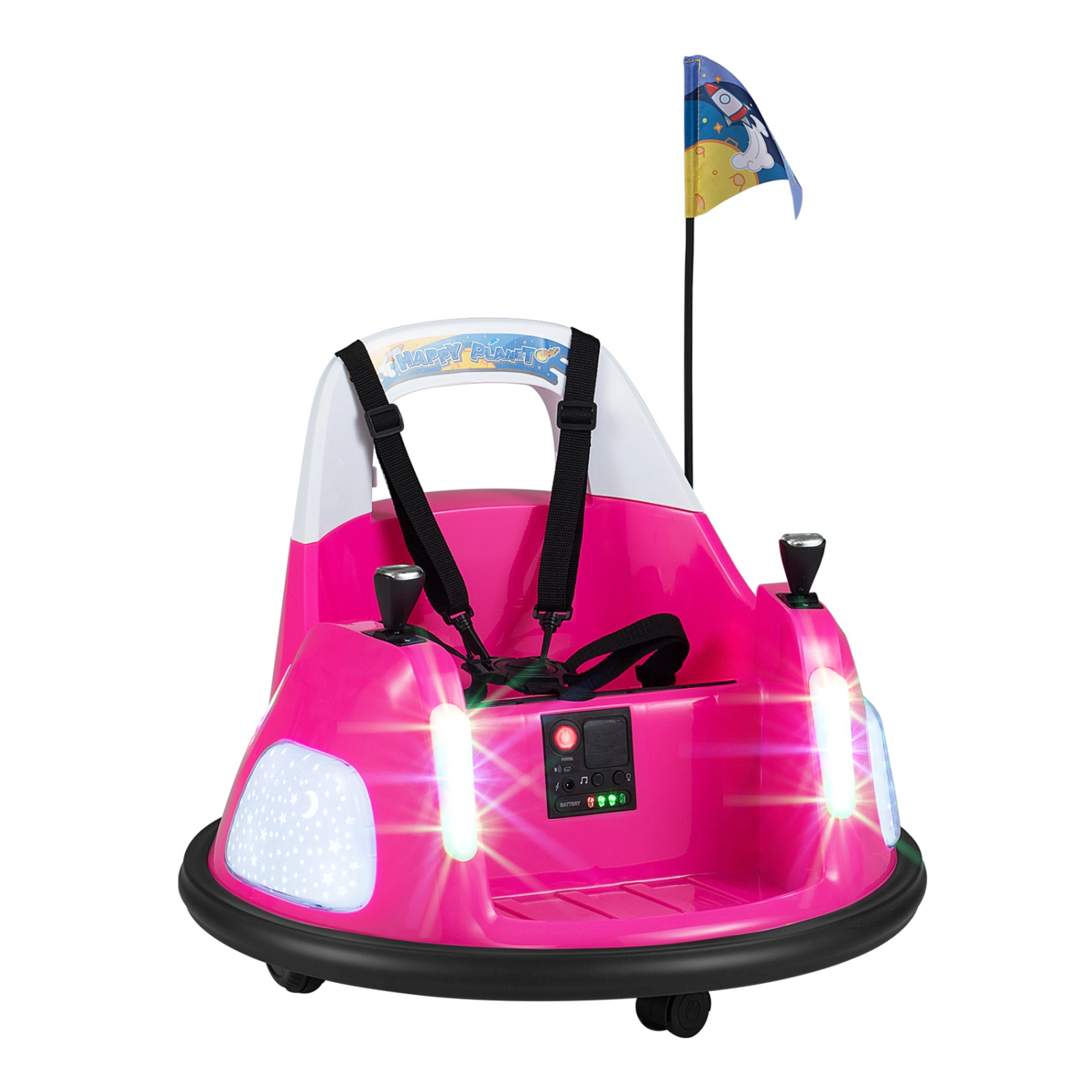 SUGIFT 12V Ride On Bumper Car with Remote Control and Flashing Lights 55-lb Capacity Ages 18-72 Months 23.5-in Wide Pink