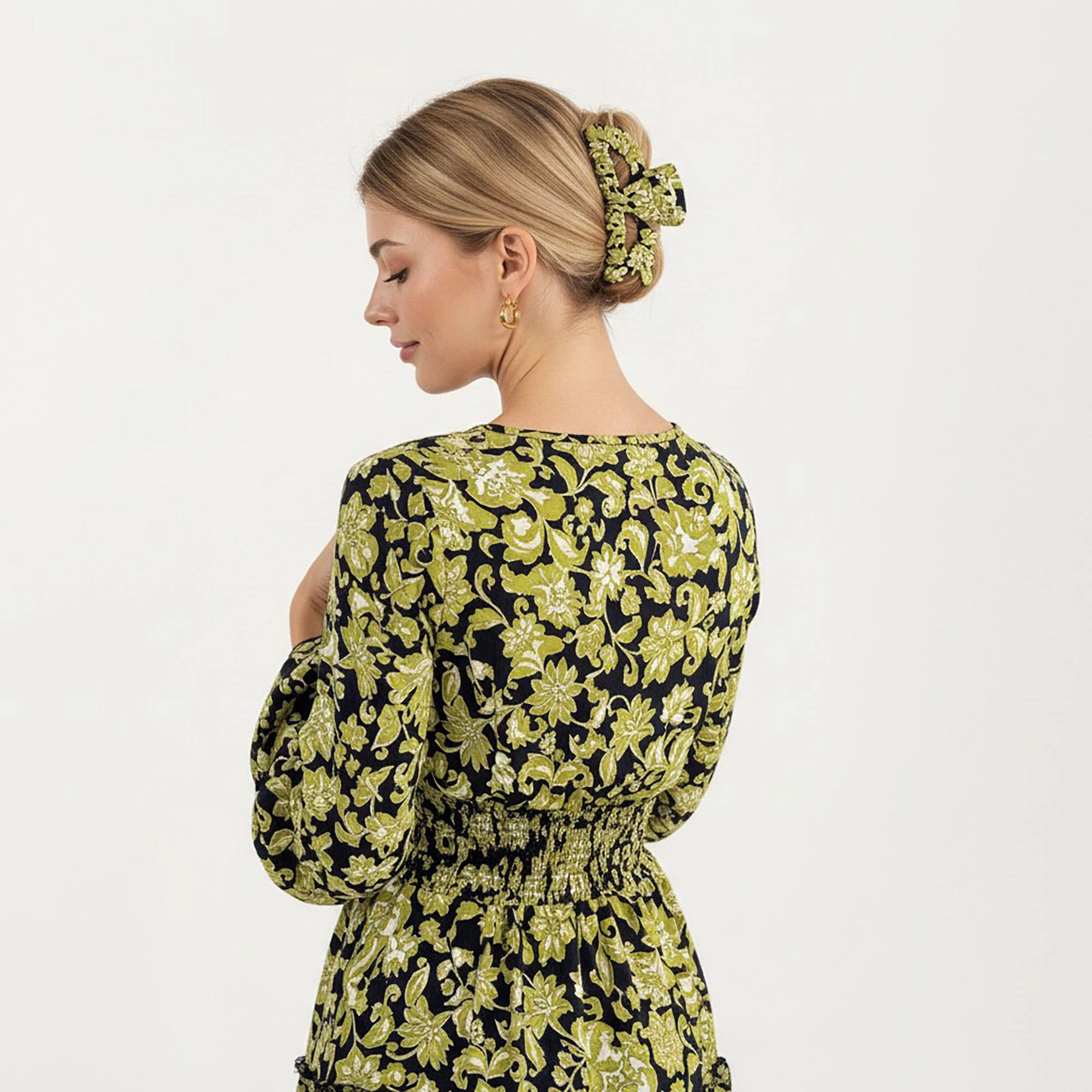 Anna-Kaci Women's Floral V Neck Bell Sleeves Tiered Skirt Dress