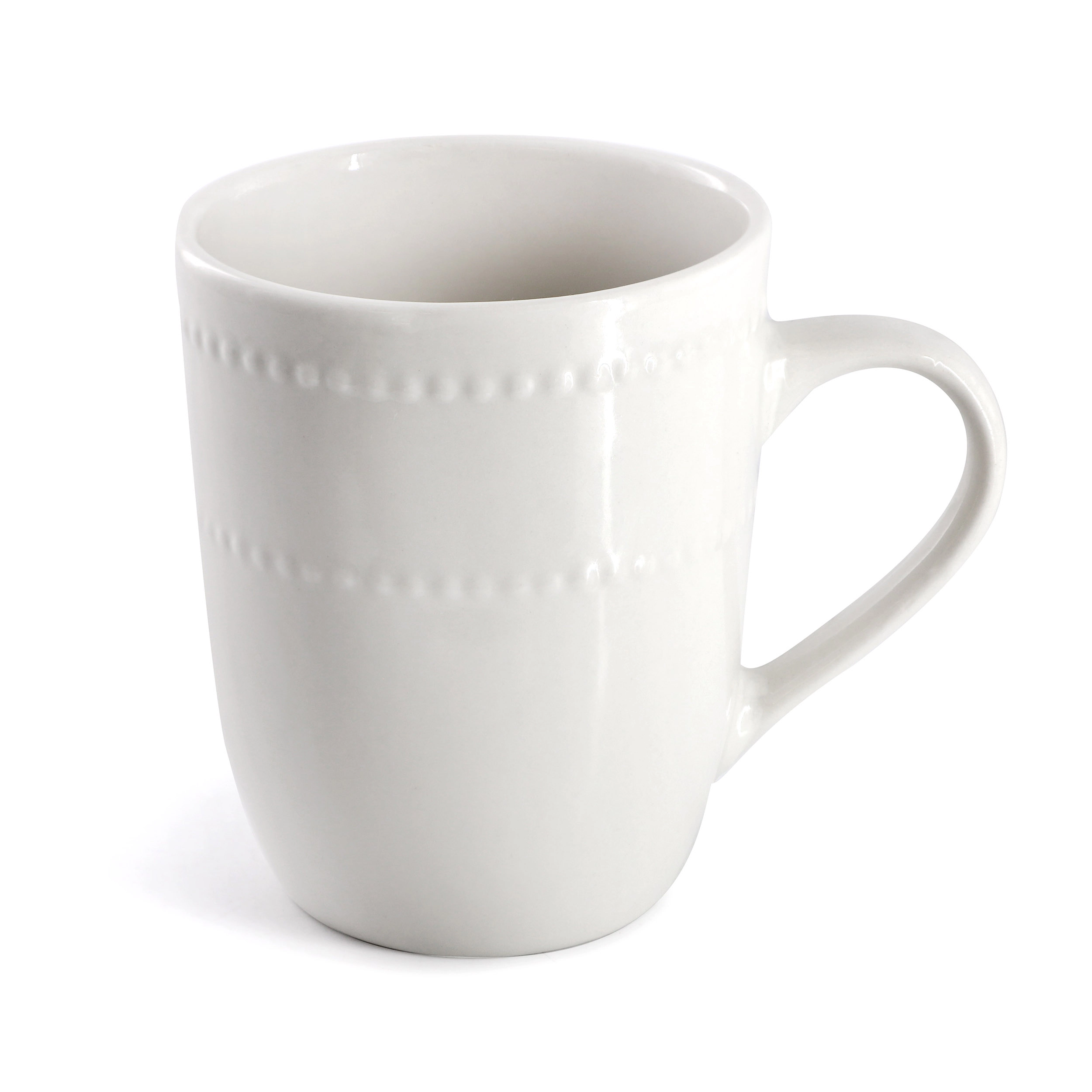 Elama Olevia 16 Piece Embossed Dot Stoneware Dinnerware Set in White