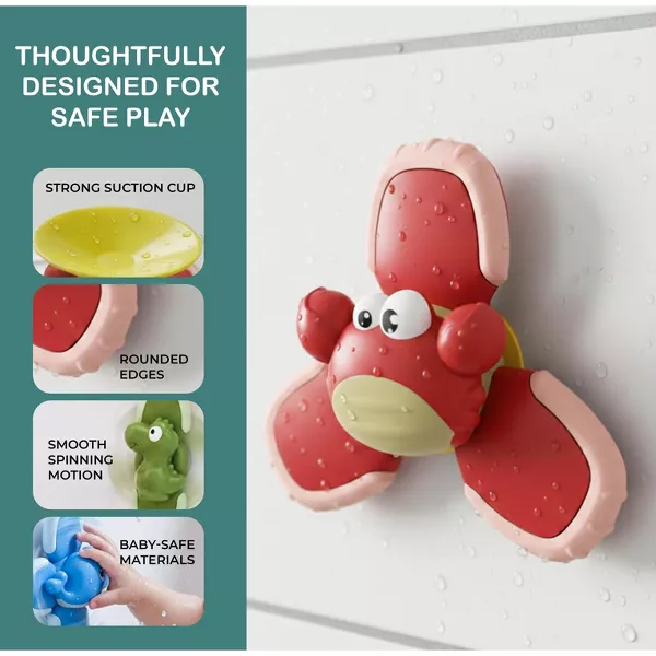 Sperric Cartoon Suction Cup Spinner Toys for Toddlers, 3 Pc Sensory Fidget Spinners Bath Toys for Babies & Kids