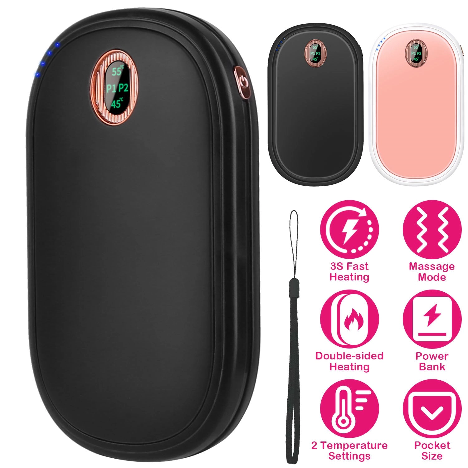 GBruno Rechargeable Hand Warmer With Digital Display