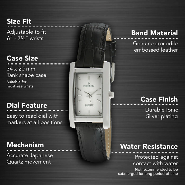 Peugeot Women's Watch 34x20mm Contour Dress Black Leather Strap