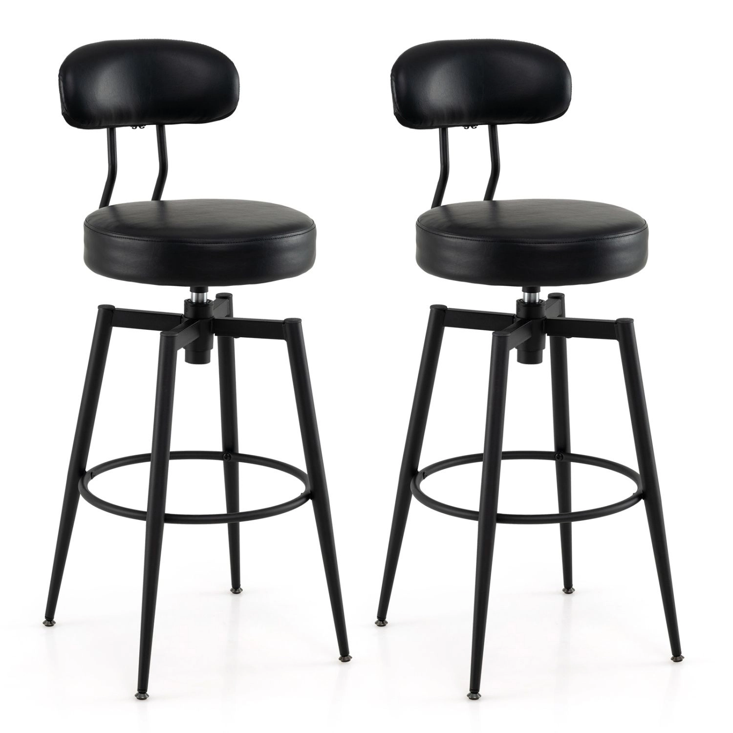 SlickBlue Swivel Barstools Set of 2 Upholstered Leather Seat and Back Chairs