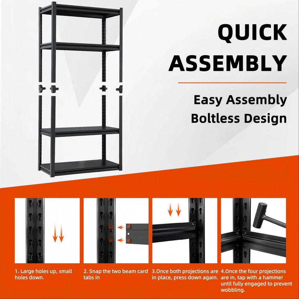 Flynama 5-Tier Heavy Duty Steel Freestanding Adjustable Storage Rack in Black (31.5 in. W x 63 in. H x 15.7 in. D)