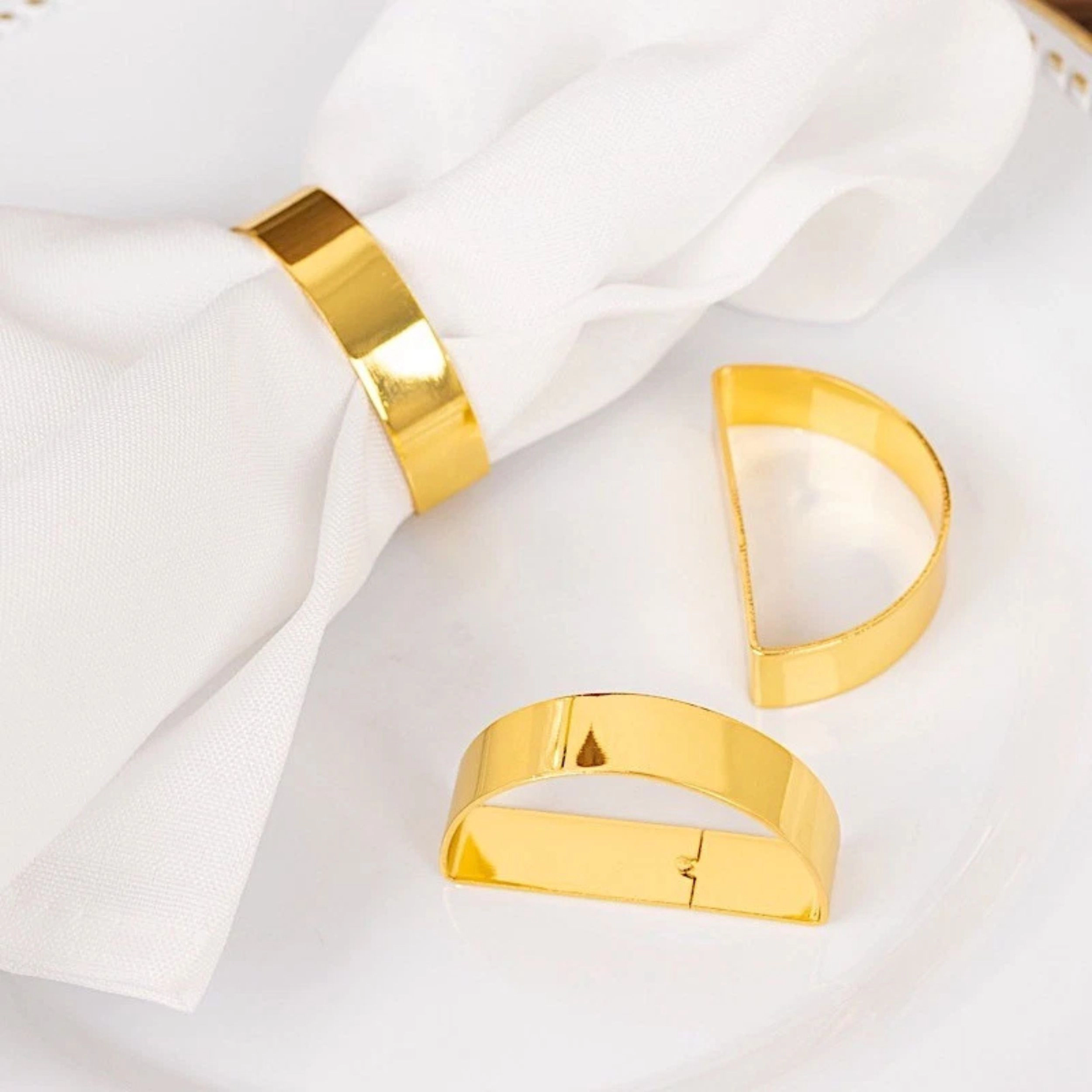 Home Collection Set of 4 2-Inch Semicircle Metal Napkin Rings