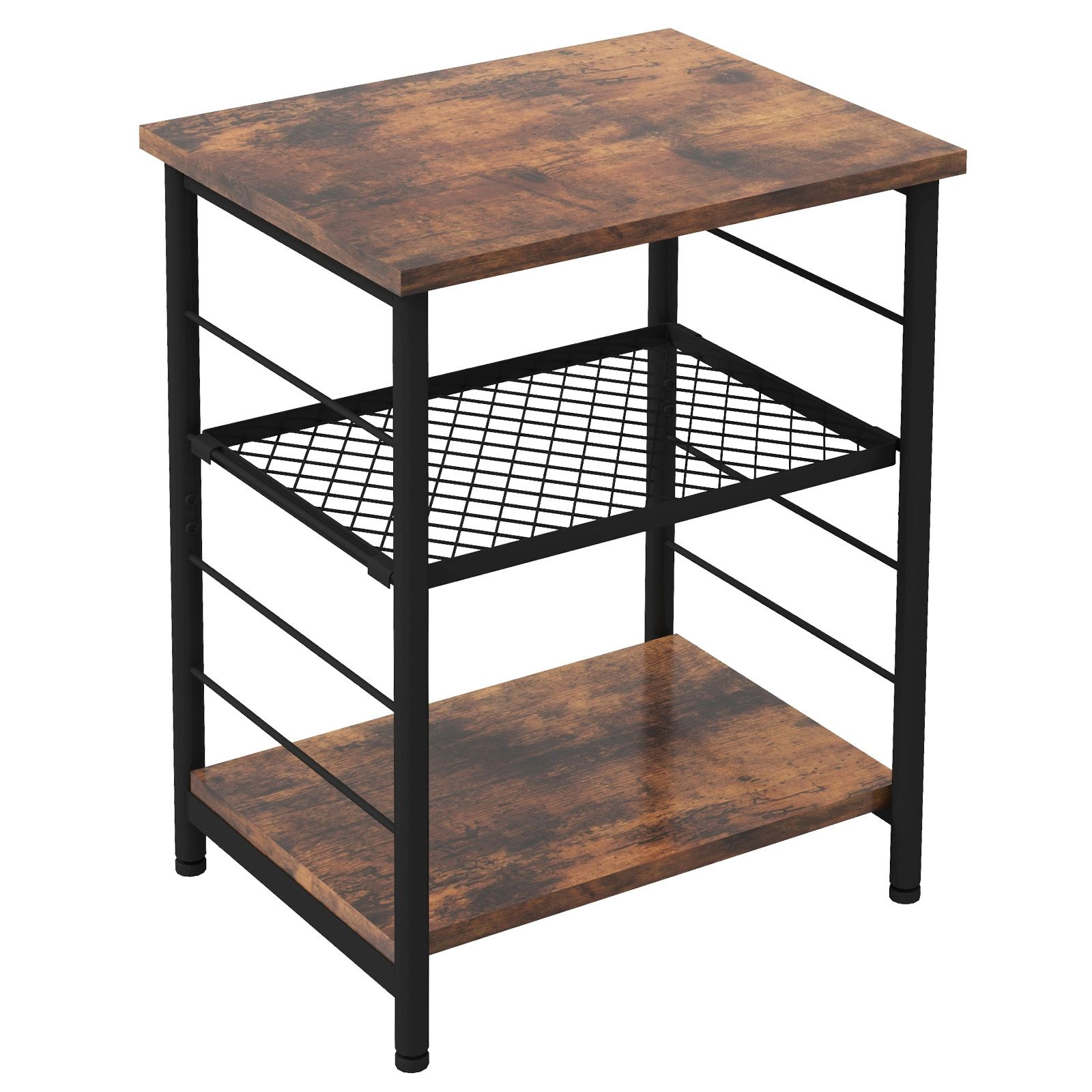 SlickBlue Compact Adjustable Side Table with 3-Tier Mesh Storage