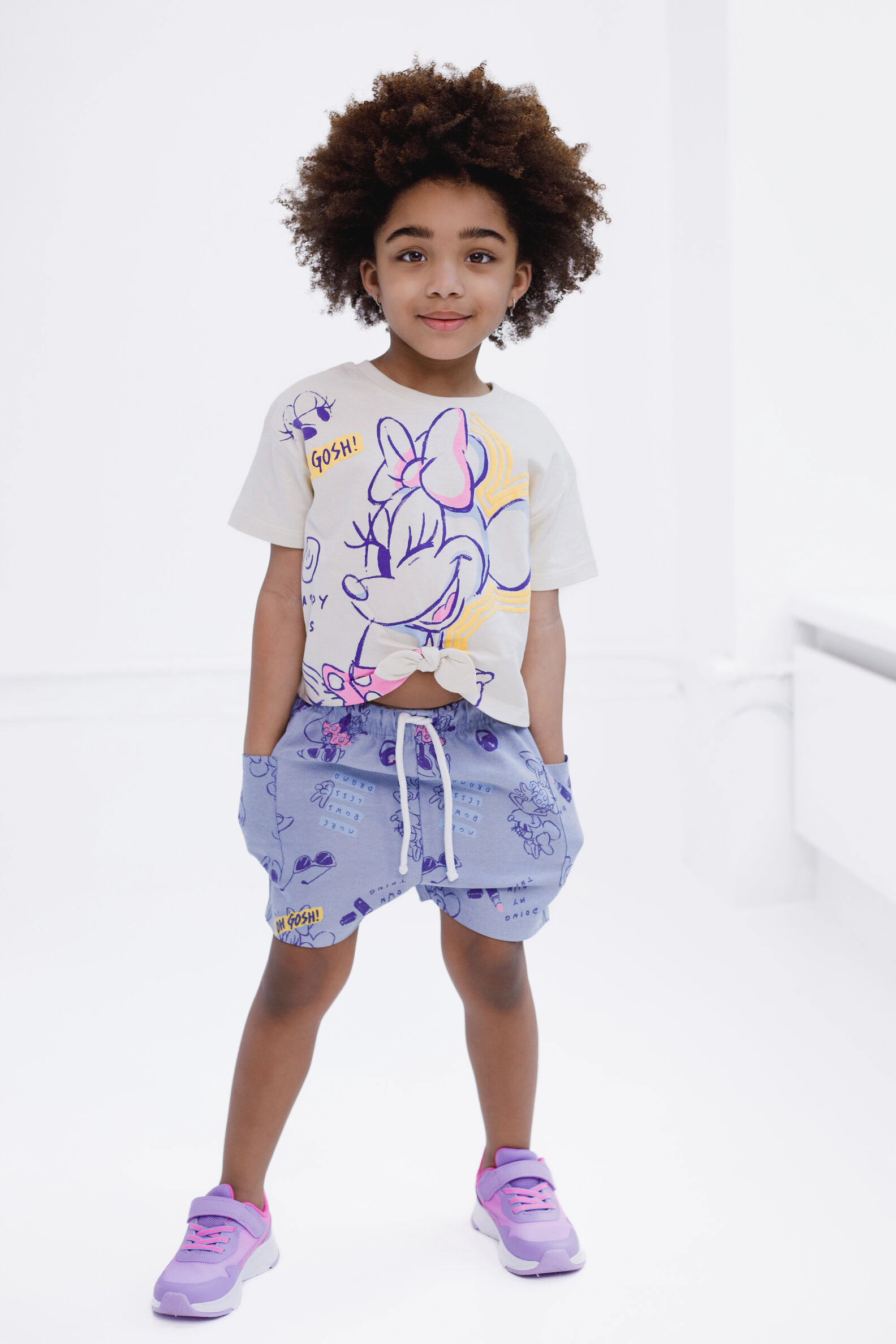 Disney Minnie Mouse Girls' T-Shirt and Chambray Shorts Set