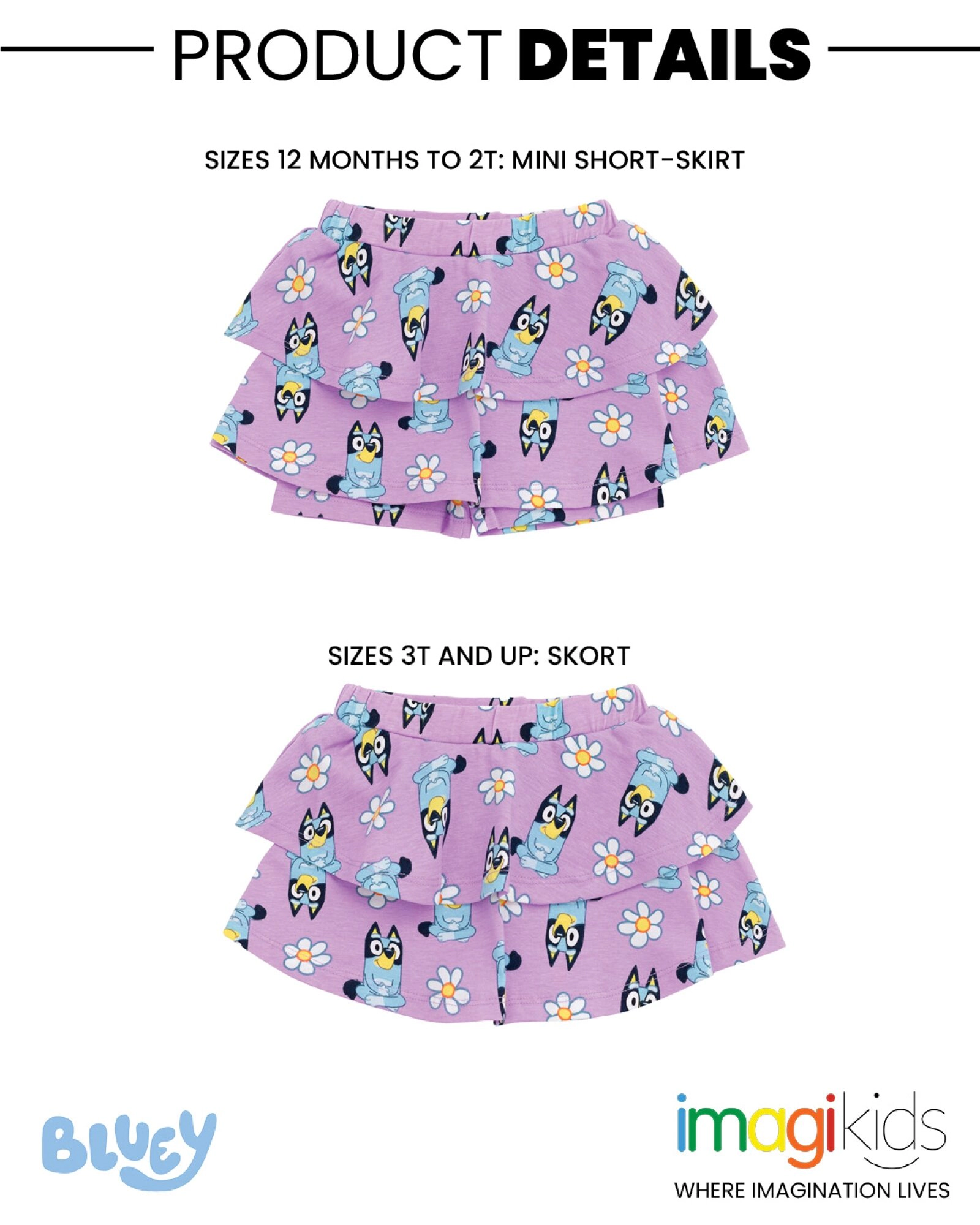 Bluey Girls' 2-Piece Skort Set