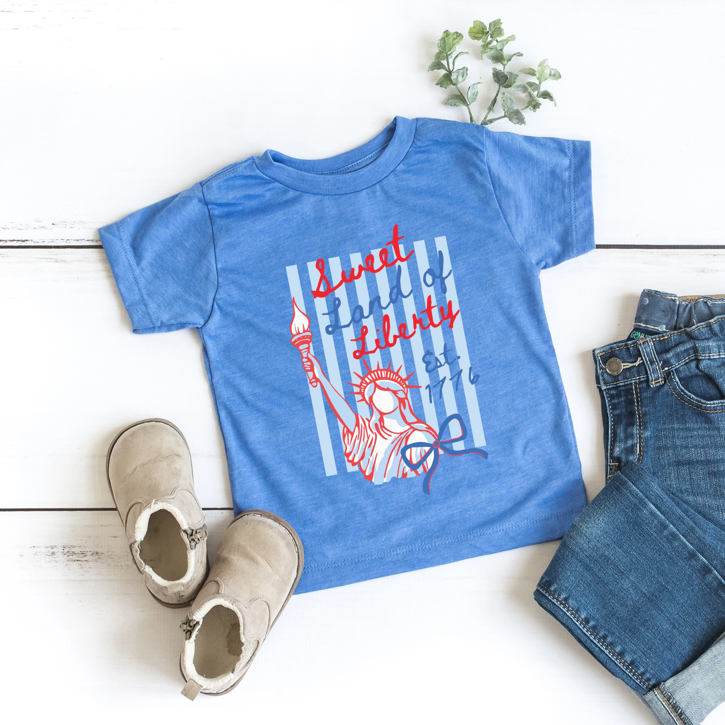 The Juniper Shop - Sweet Land of Liberty Stripes Toddler Short Sleeve Graphic T-Shirt