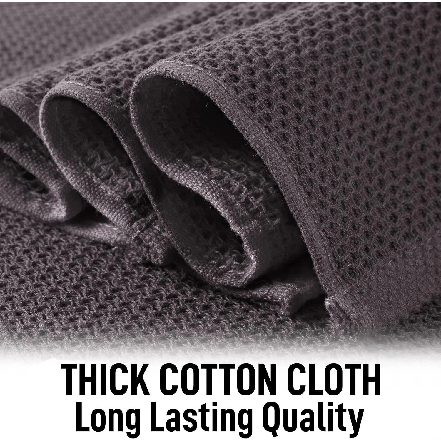 Zulay Kitchen Reusable Towels 3 Pack 100% Cotton Waffle Weave - 12x12” Super Absorbent Dish
