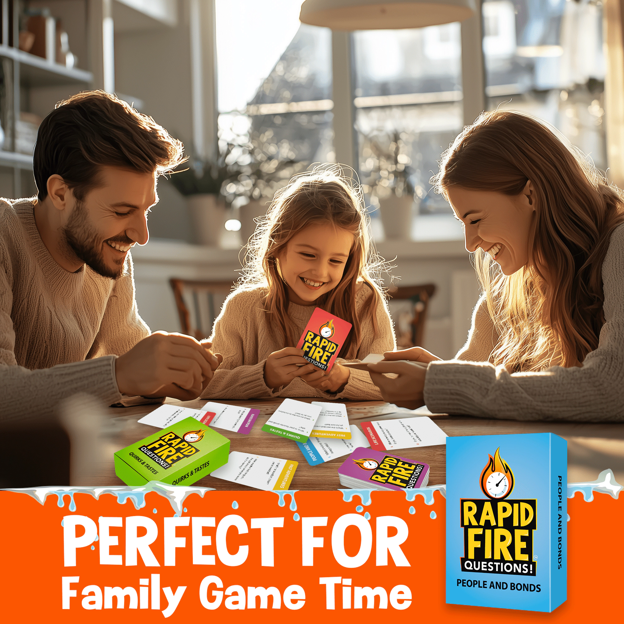 QUOKKA Kids Conversation Card Game, Icebreaker Questions for Families, Friends and Group Activities