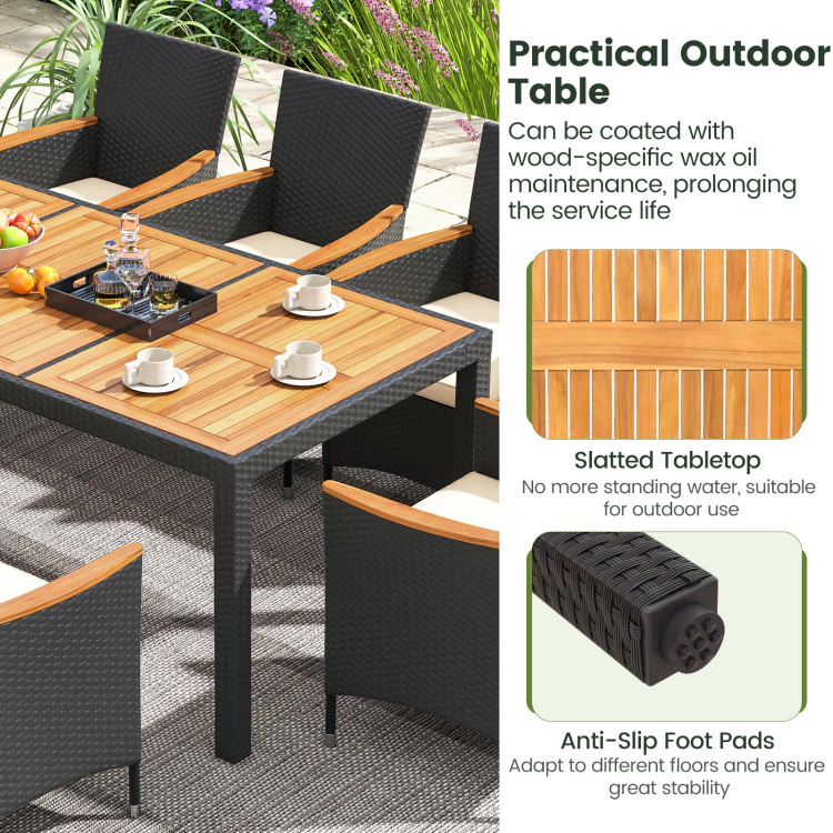 Hivvago 9 Pieces Outdoor Dining Set With Acacia Wood Tabletop
