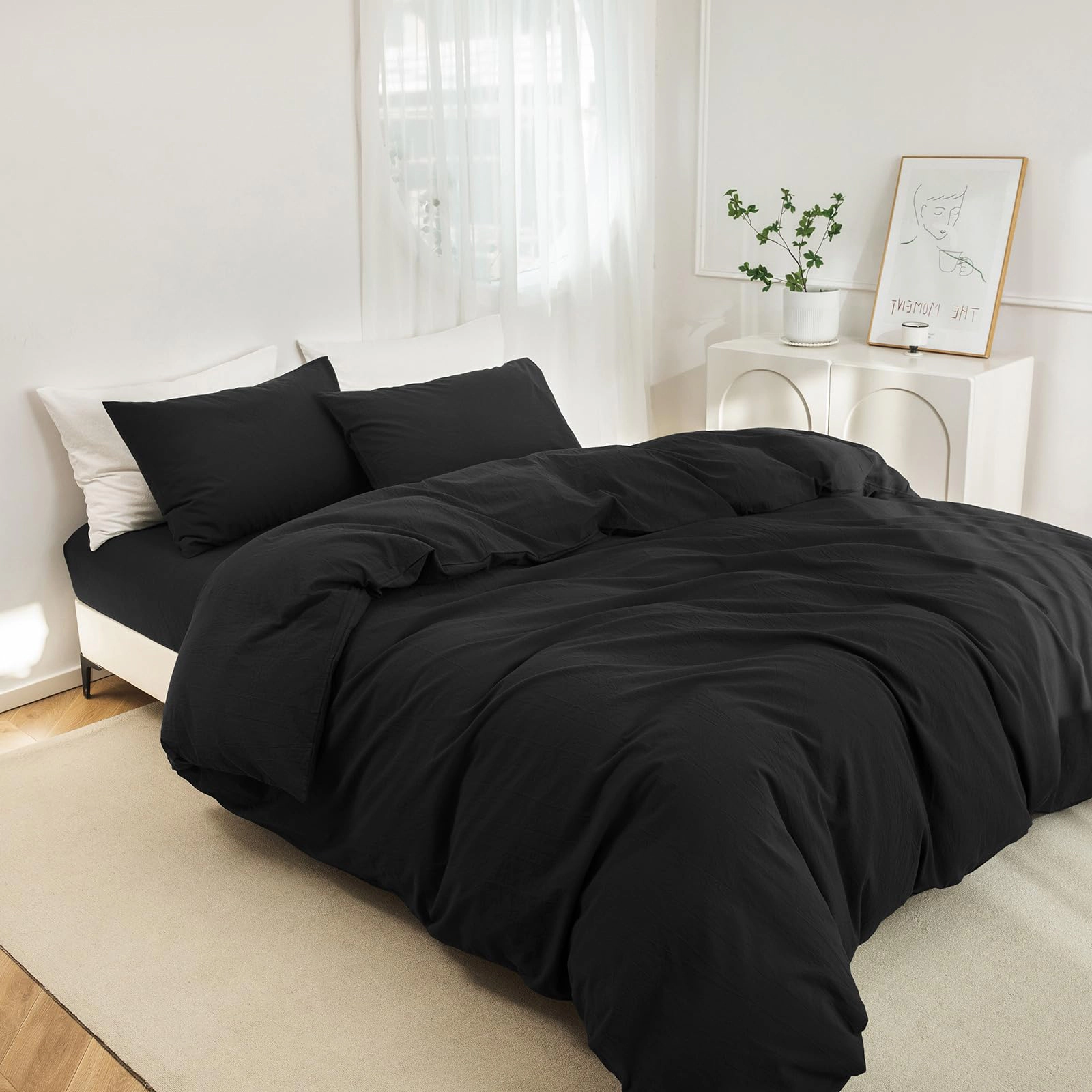 PUPWE Queen Washedton Duvet Cover Set  3-piece Check