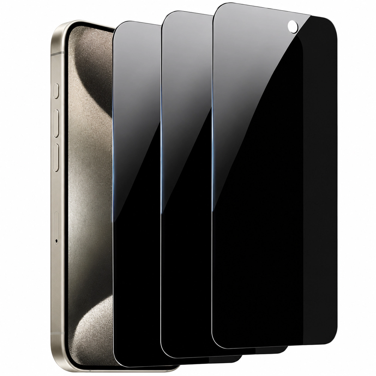 Qixxronics Privacy Screen Protector for iPhone 15 Pro Anti-Spy Shatterproof Tempered Glass 3-Pack