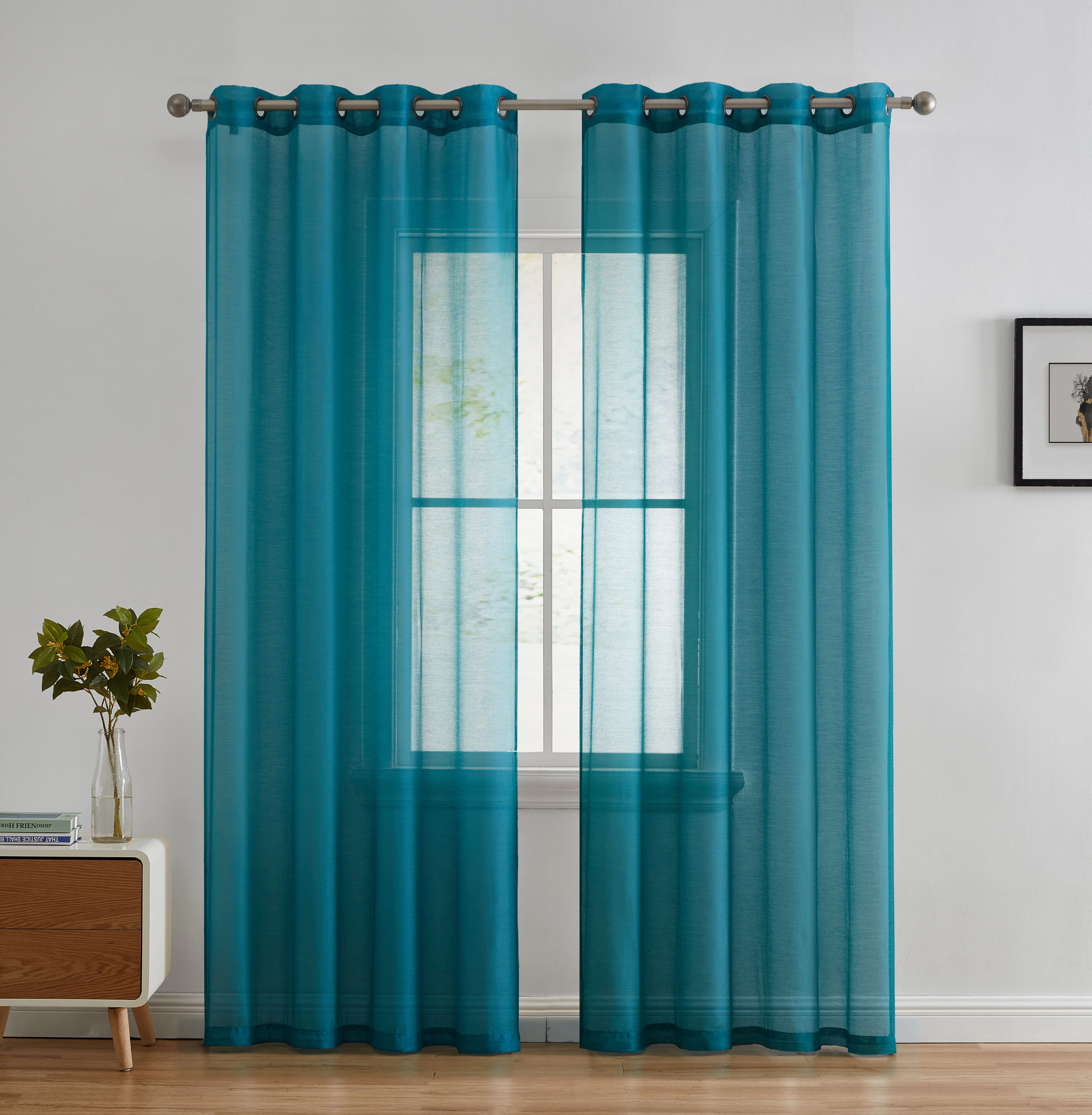 HLC.ME Sheer Voile Curtain Panels - Window Treatment Grommet Curtains 2